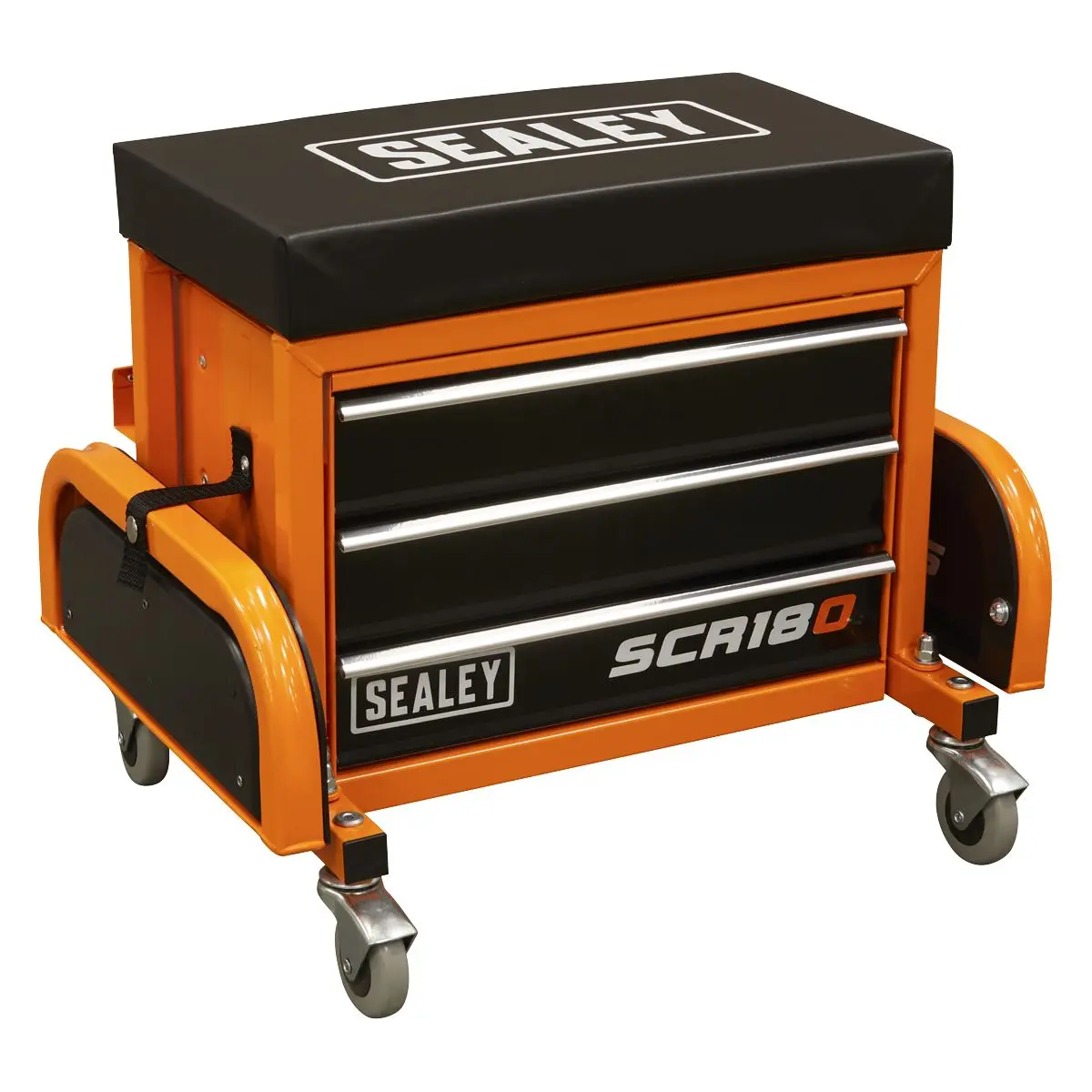 Sealey Mechanic's Utility Seat & Toolbox - Orange - Image 8