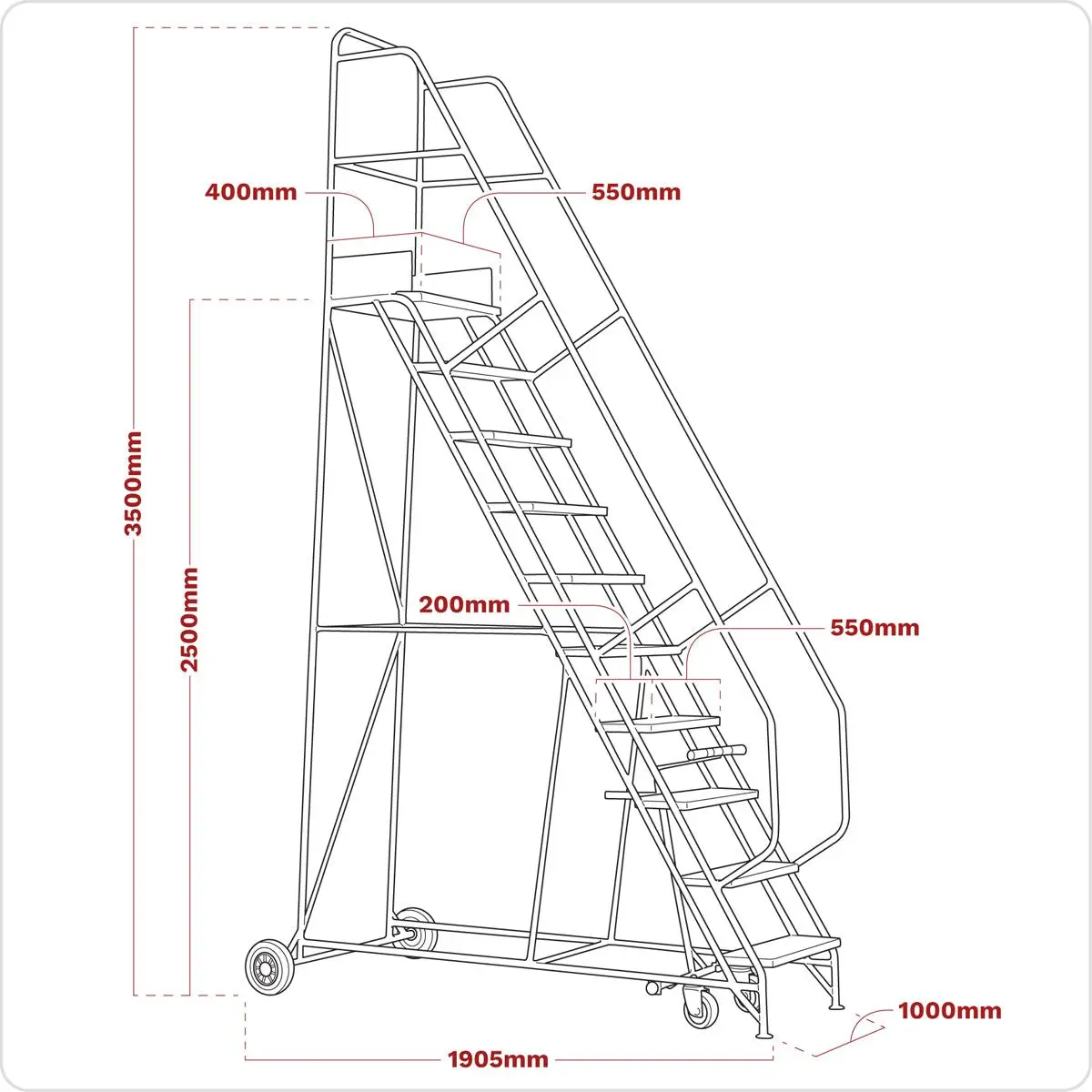 Sealey Mobile Safety Steps 10-Tread - Image 3
