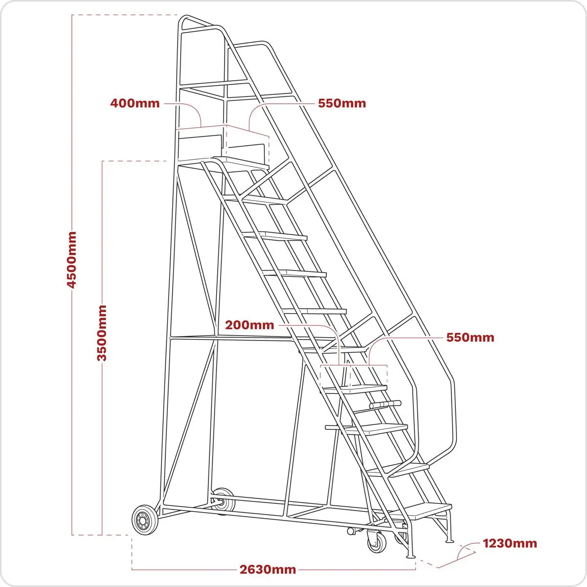 Sealey Mobile Safety Steps 14-Tread - Image 3