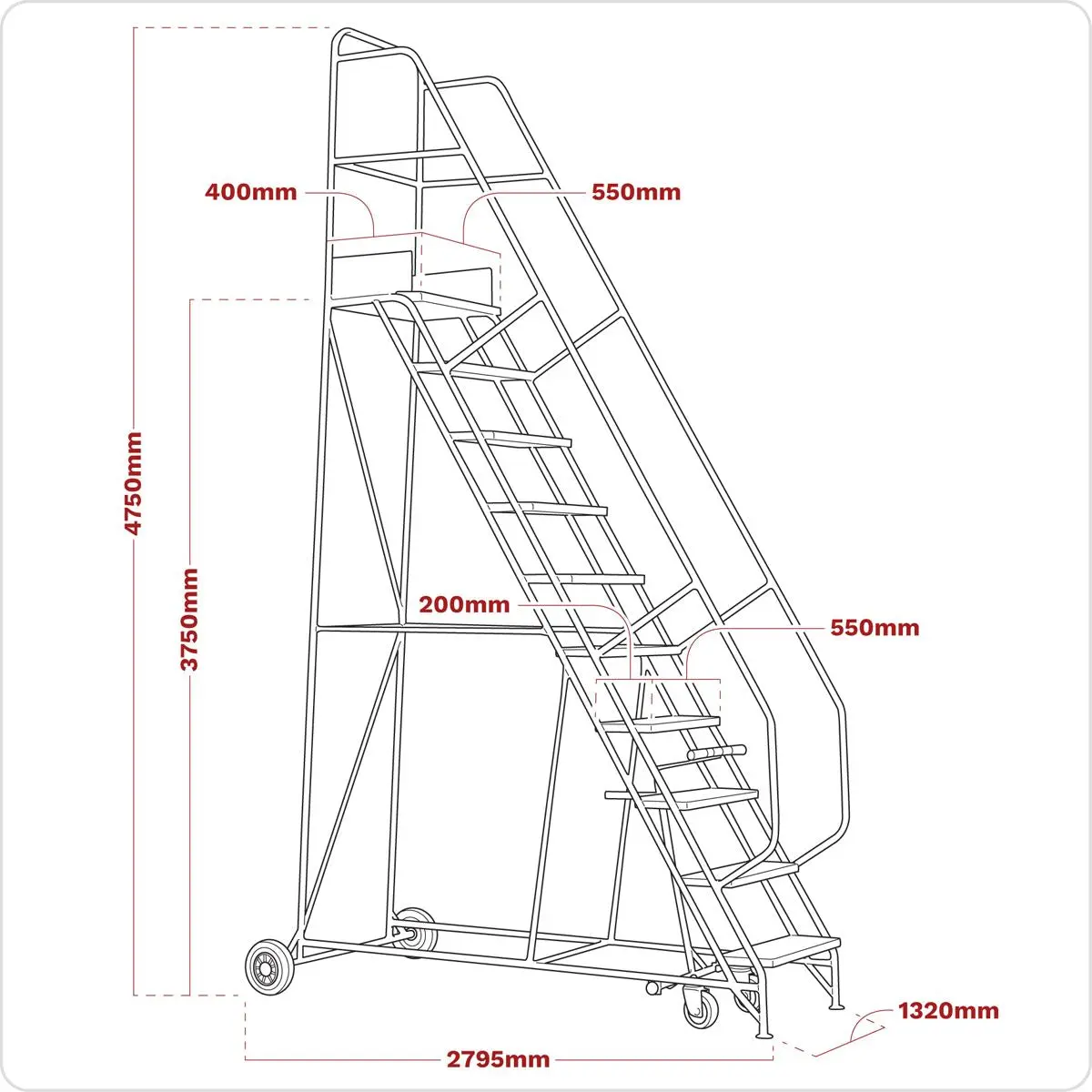 Sealey Mobile Safety Steps 15-Tread - Image 3