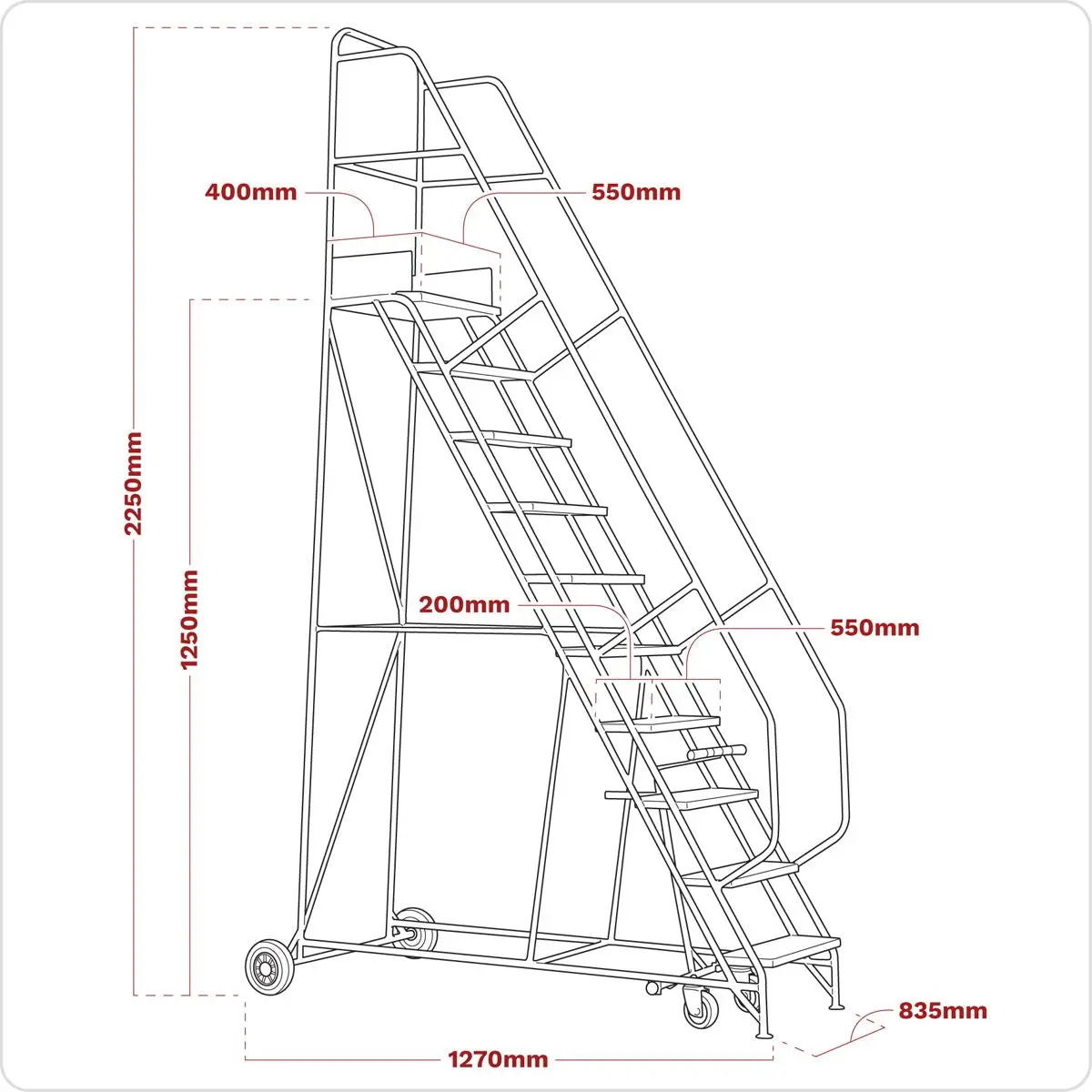 Sealey Mobile Safety Steps 5-Tread - Image 3