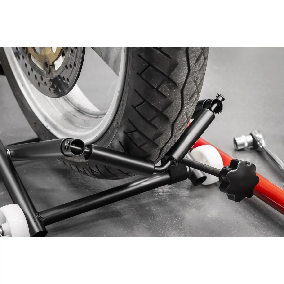 Sealey Motorcycle Wheel adjustable Support with Rollers - Image 6