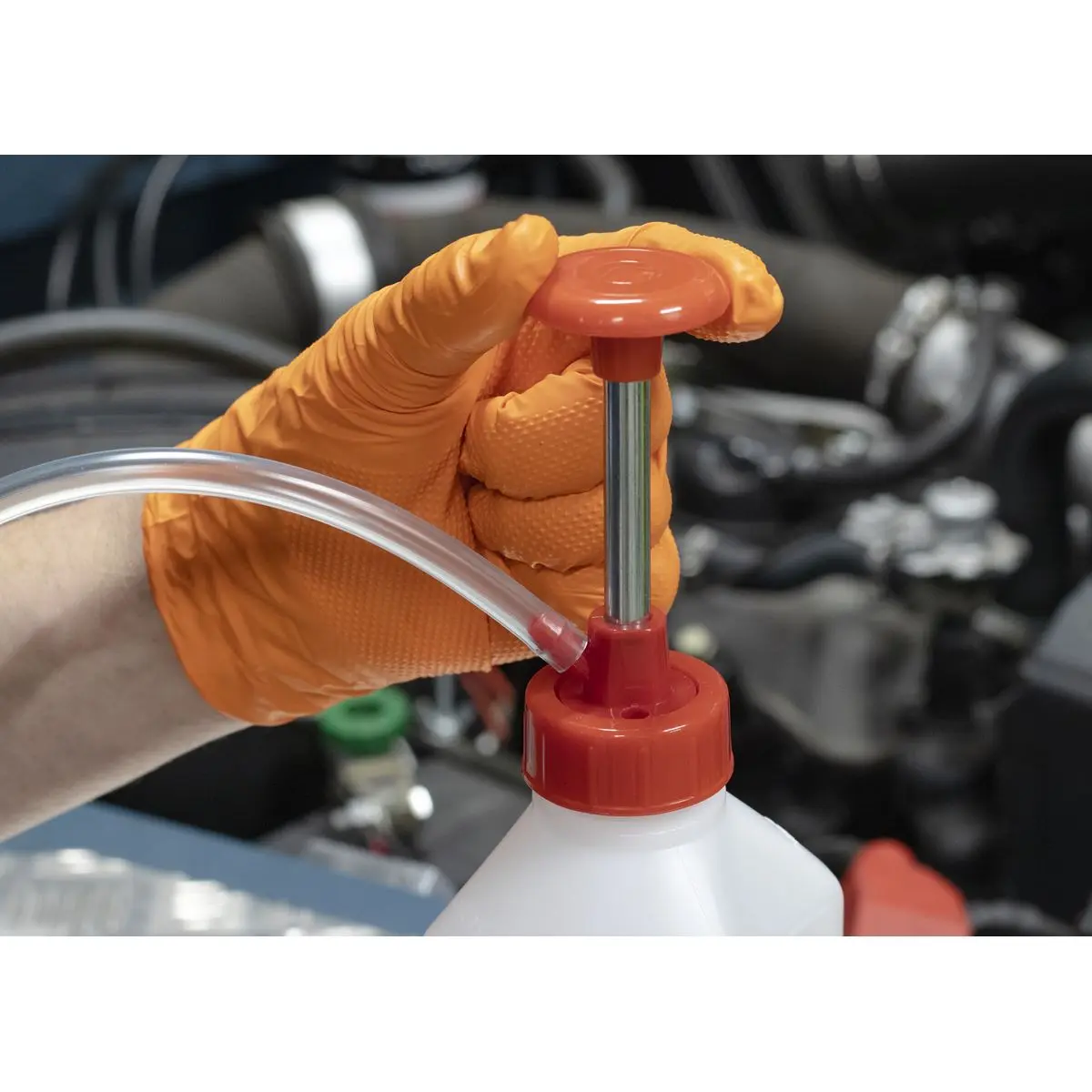 Sealey Multipurpose Mini Pump 1 Litre Capacity Brake Fluid Engine Oils - Image 6