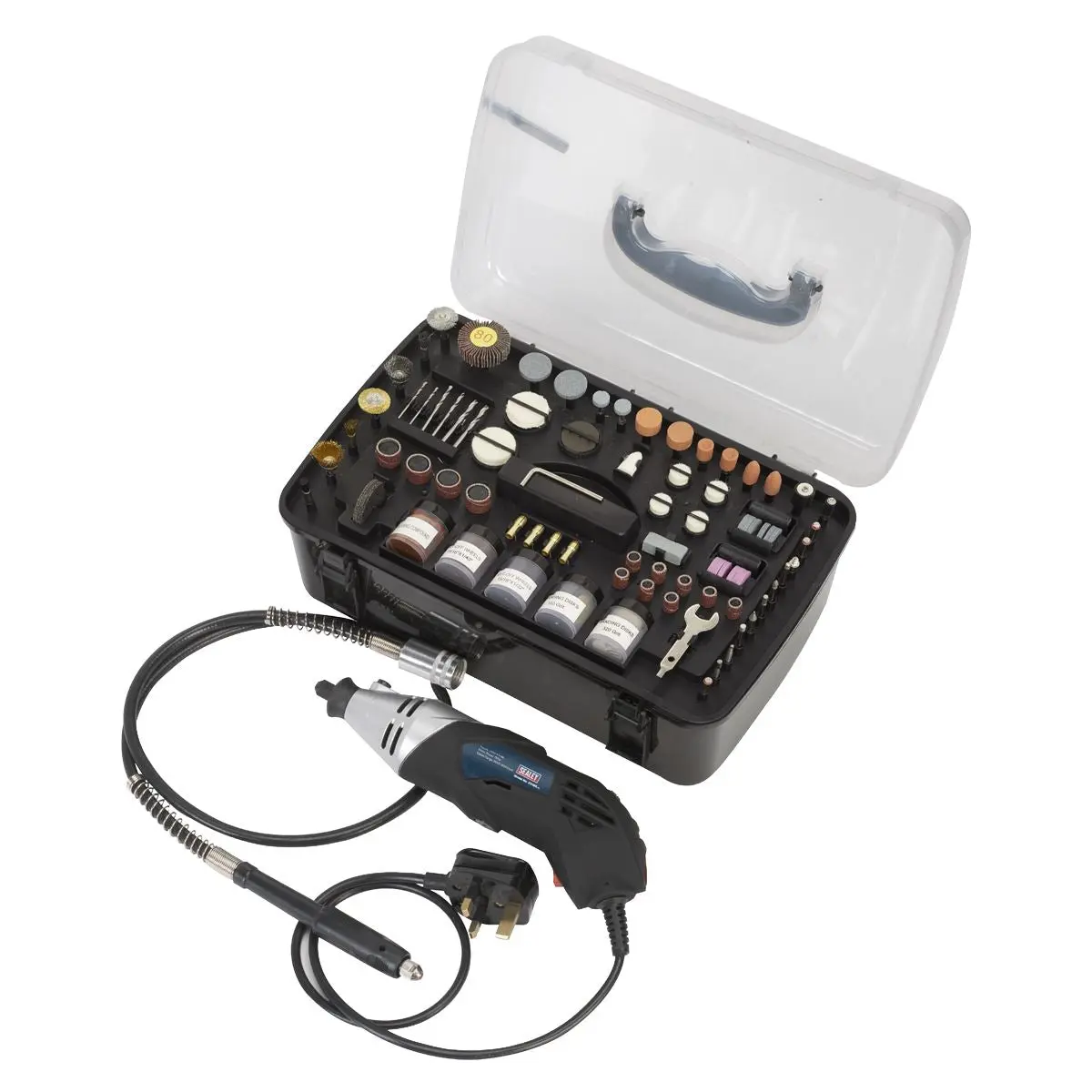 Sealey Multipurpose Rotary Tool & Engraver Kit 219pc 230V - Image 3