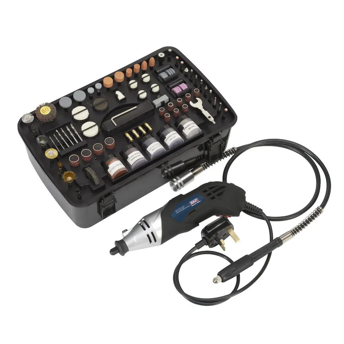 Sealey Multipurpose Rotary Tool & Engraver Kit 219pc 230V - Image 4
