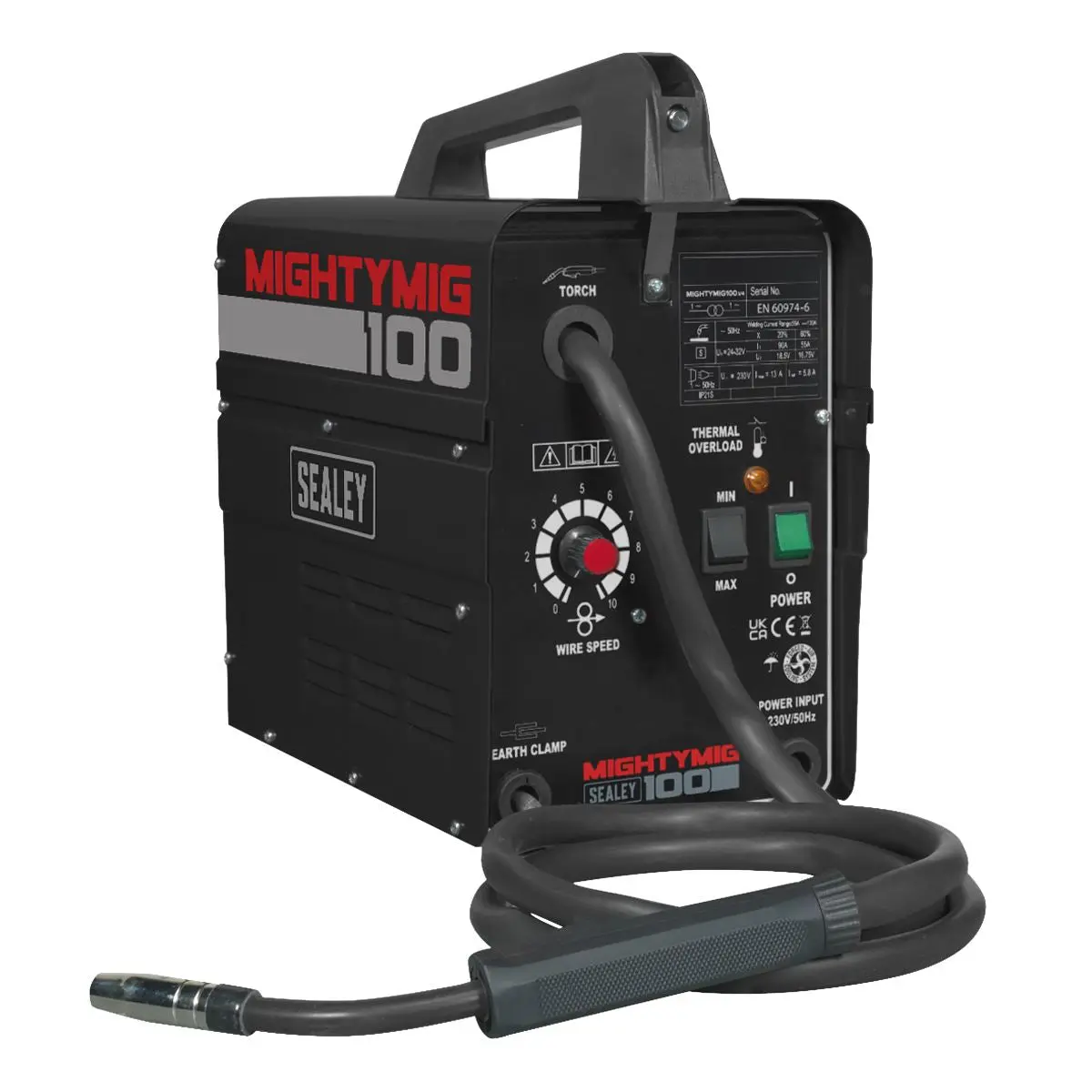 Sealey MIG Welder MIGHTYMIG100 100A 230V No-Gas Gasless Mighty Mig Flux Wire Tip - Image 3