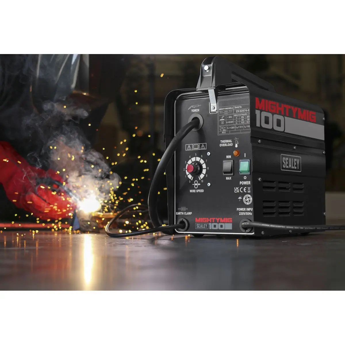 Sealey MIG Welder MIGHTYMIG100 100A 230V No-Gas Gasless Mighty Mig Flux Wire Tip - Image 4