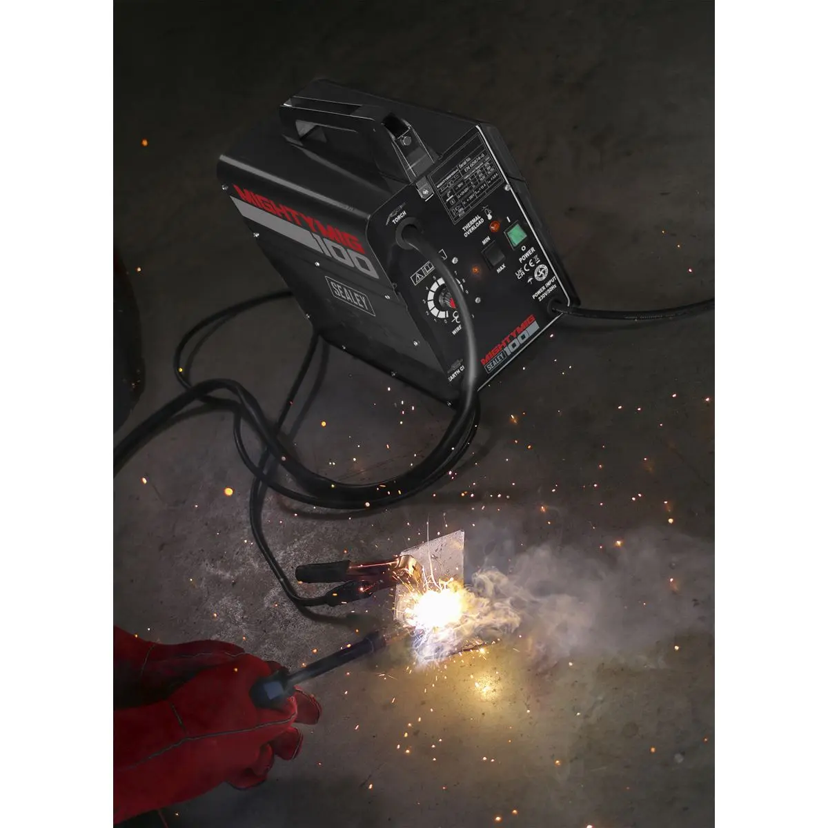 Sealey MIG Welder MIGHTYMIG100 100A 230V No-Gas Gasless Mighty Mig Flux Wire Tip - Image 5
