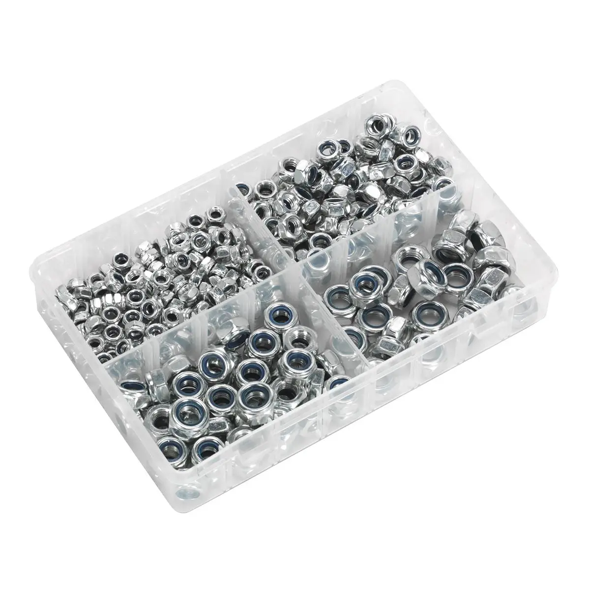 Sealey Nylon Locknut Assortment 300pc M6-M12 Metric - Image 4