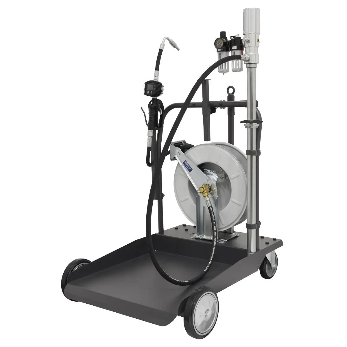 Sealey Oil Dispensing System Air Operated with 10m Retractable Hose Reel - Image 6