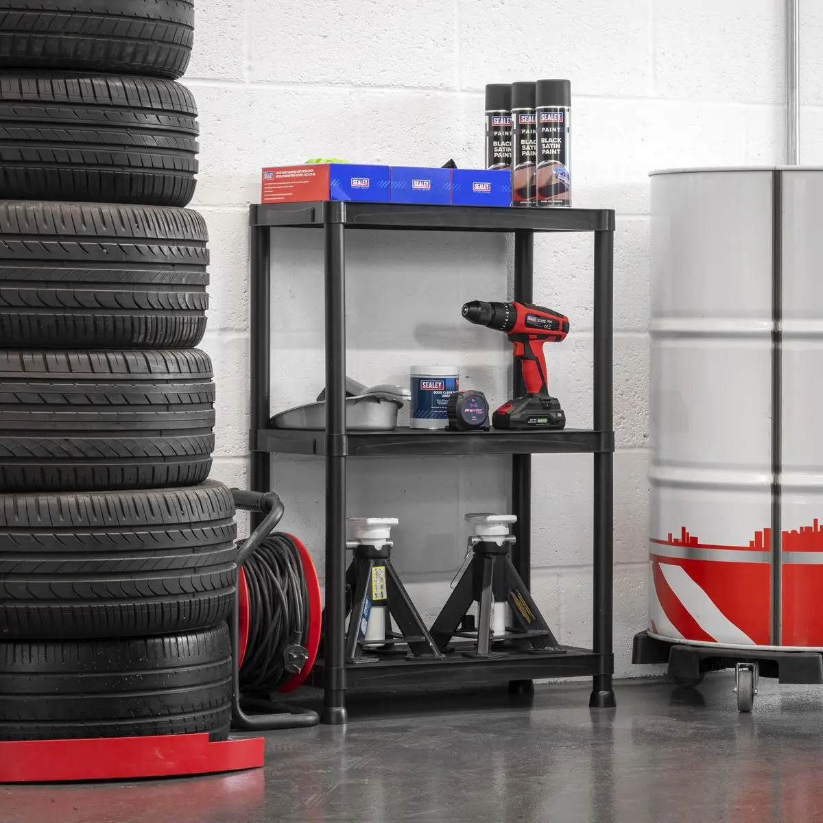 Sealey Plastic Racking Unit with 3 Shelves 25kg Capacity Per Level - Image 4