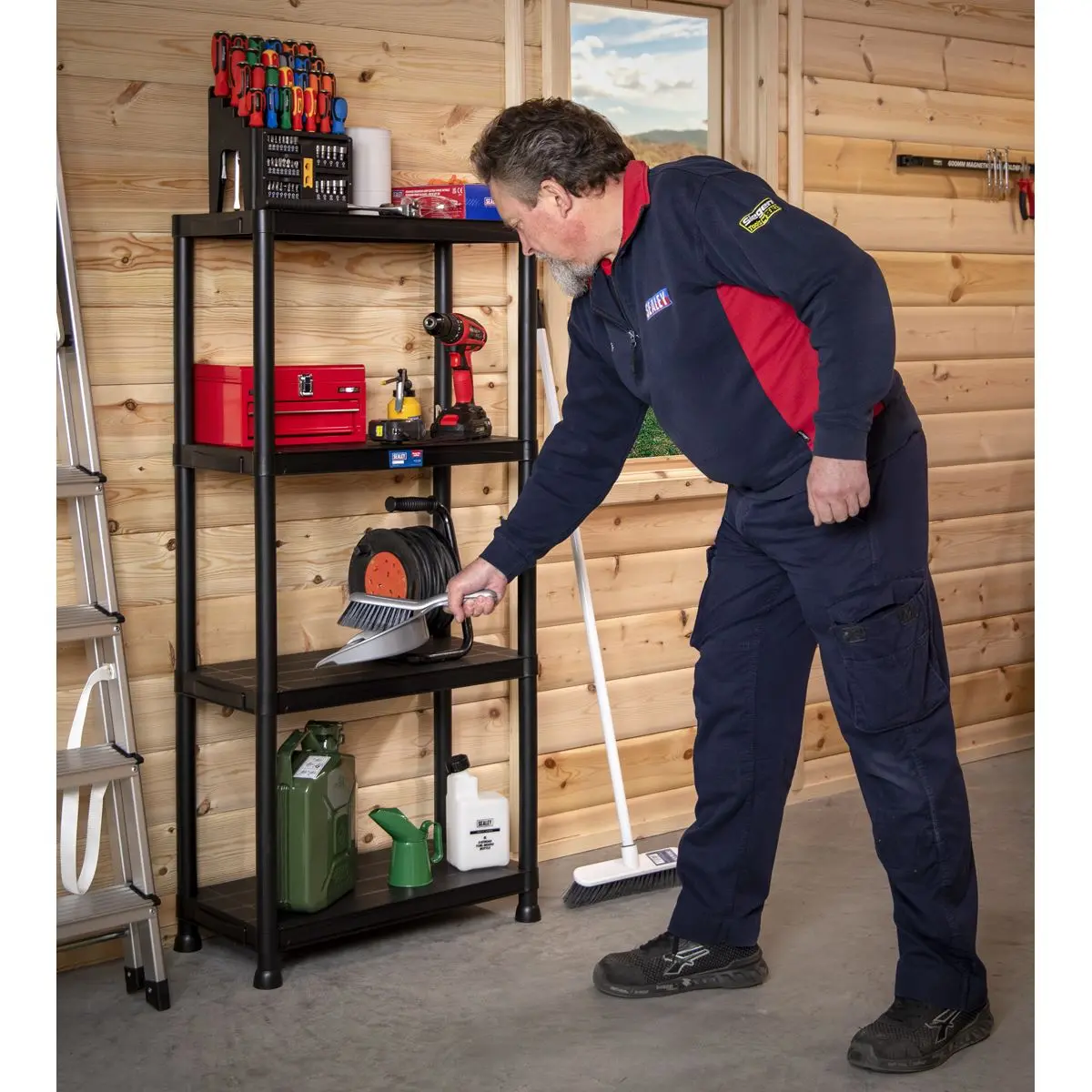 Sealey Plastic Racking Unit with 4 Shelves 25kg Capacity Per Level - Image 2