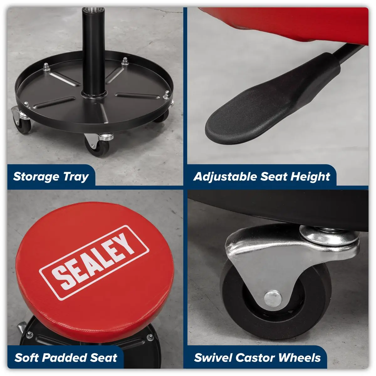 Sealey Pneumatic Mechanic's Seat - Image 2