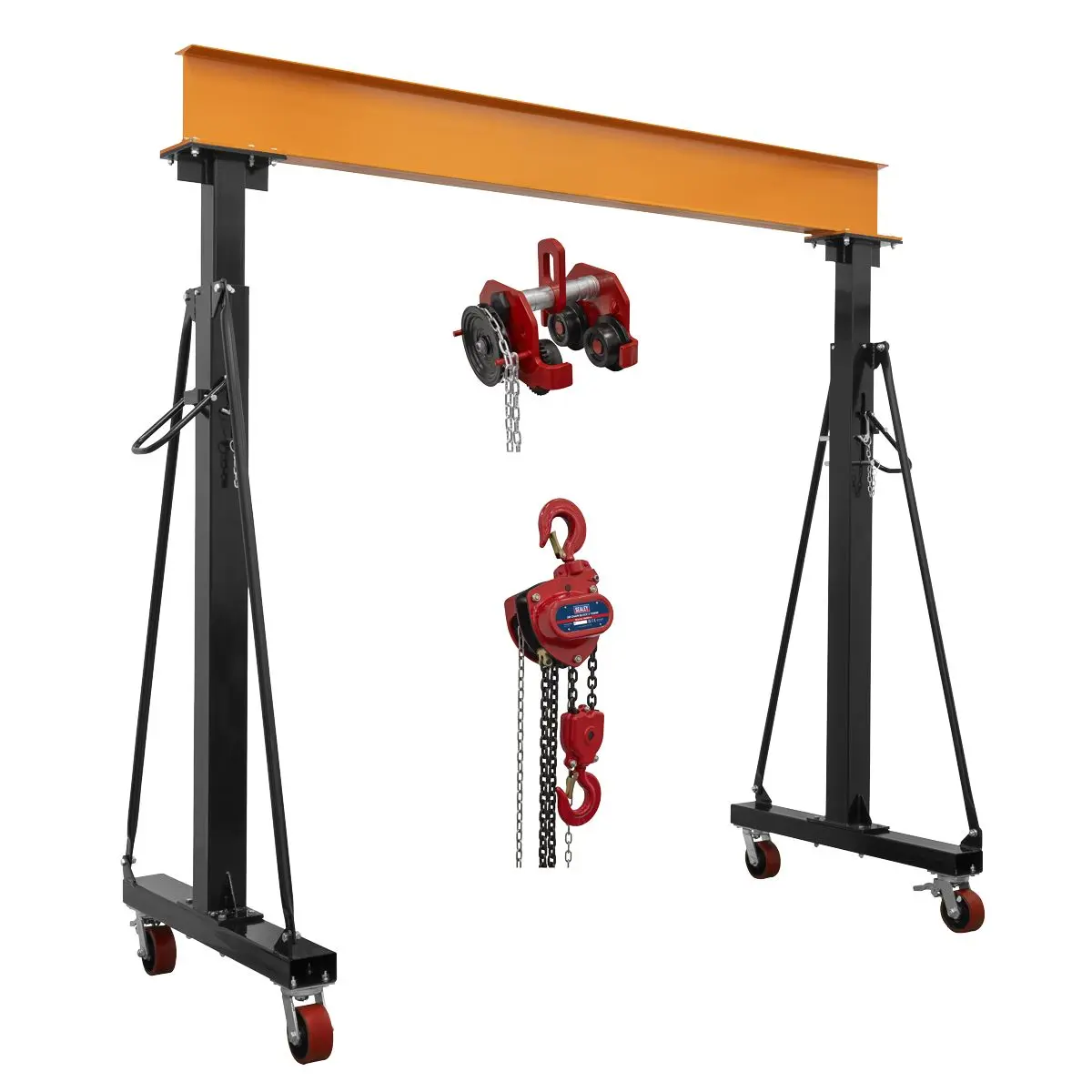 Sealey Portable Adjustable Gantry Frame with Geared Trolley & Hoist Combo 3 Tonne