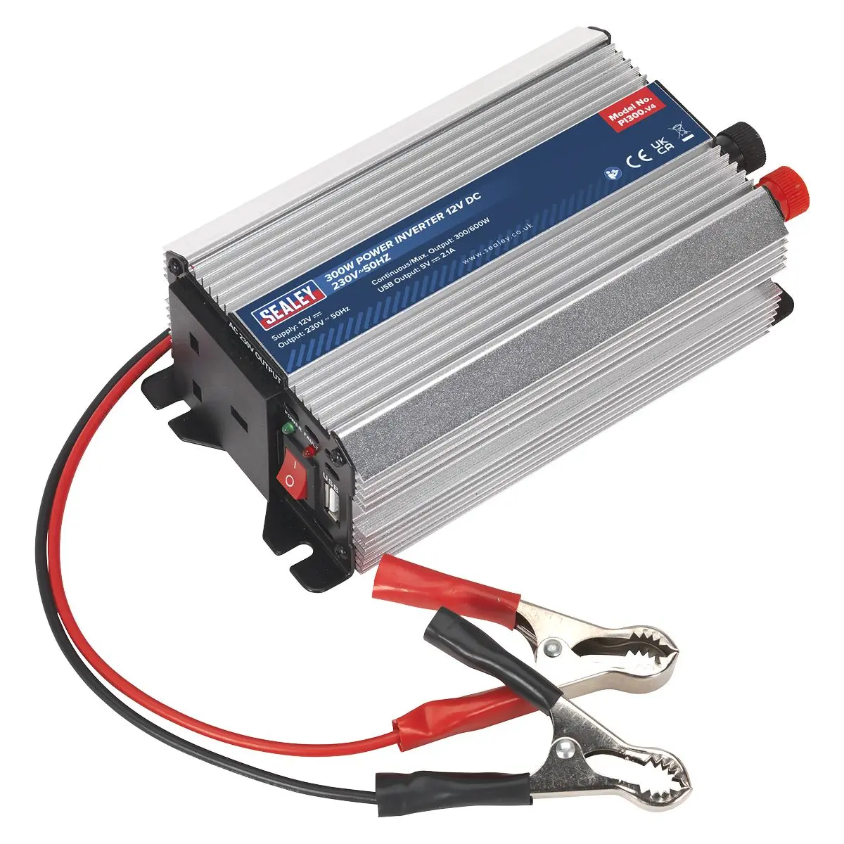 Sealey Power Inverter Modified Sine Wave 300W 12V DC - 230V ~ 50Hz