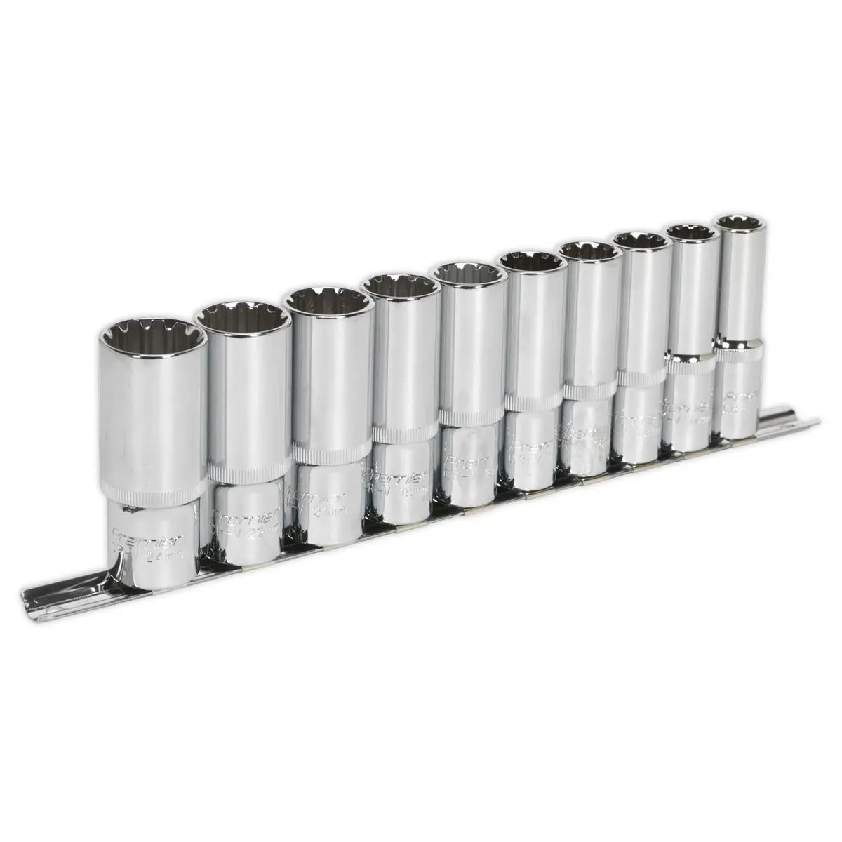 Sealey Premier 10 Piece 1/2" Total Drive Deep Socket Set 13-24mm