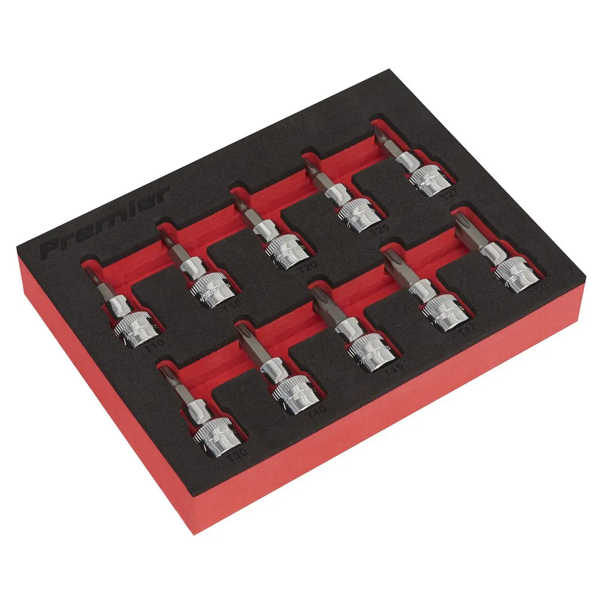 Sealey Premier 10 Piece 3/8" Drive Trx-Star Socket Bit Set in EVA Tray T10-T50