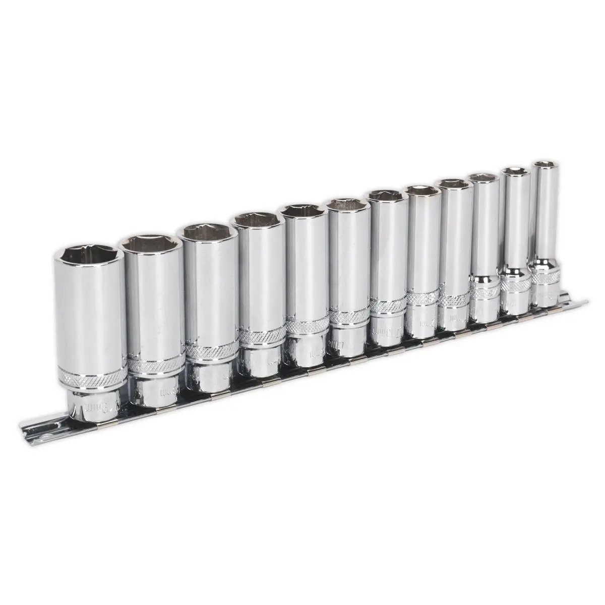 Sealey Premier 12 Piece 3/8" Drive Deep Lock On Socket Set Metric 8-19mm