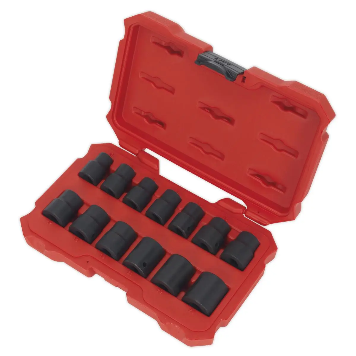 Sealey Premier 13 Piece 1/2" Drive Lock On Impact Socket Set 10-24mm Rounded Nuts - Image 2