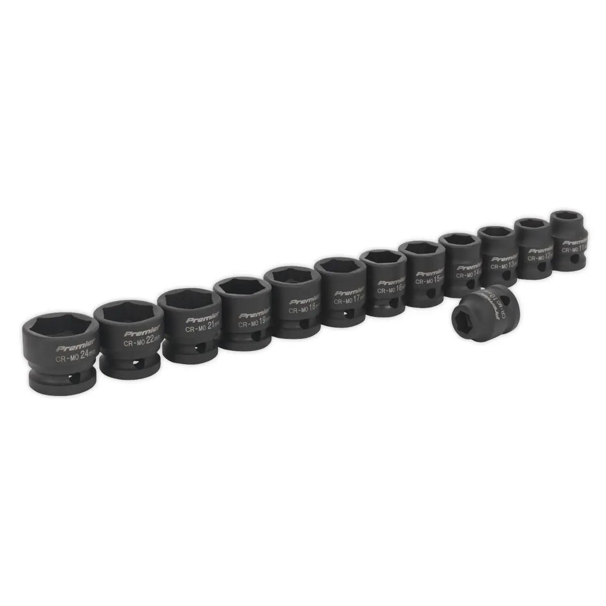 Sealey Premier 13 Piece 1/2" Drive Low Profile Impact Socket Set 10-24mm WallDrive - Image 8