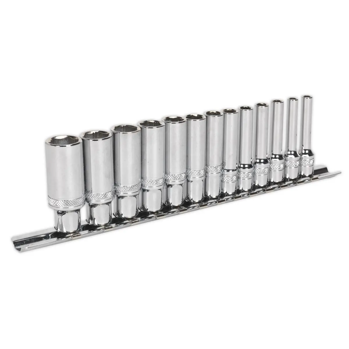 Sealey Premier 13 Piece 1/4" Drive Deep Lock-On Metric Socket Set 4-14mm