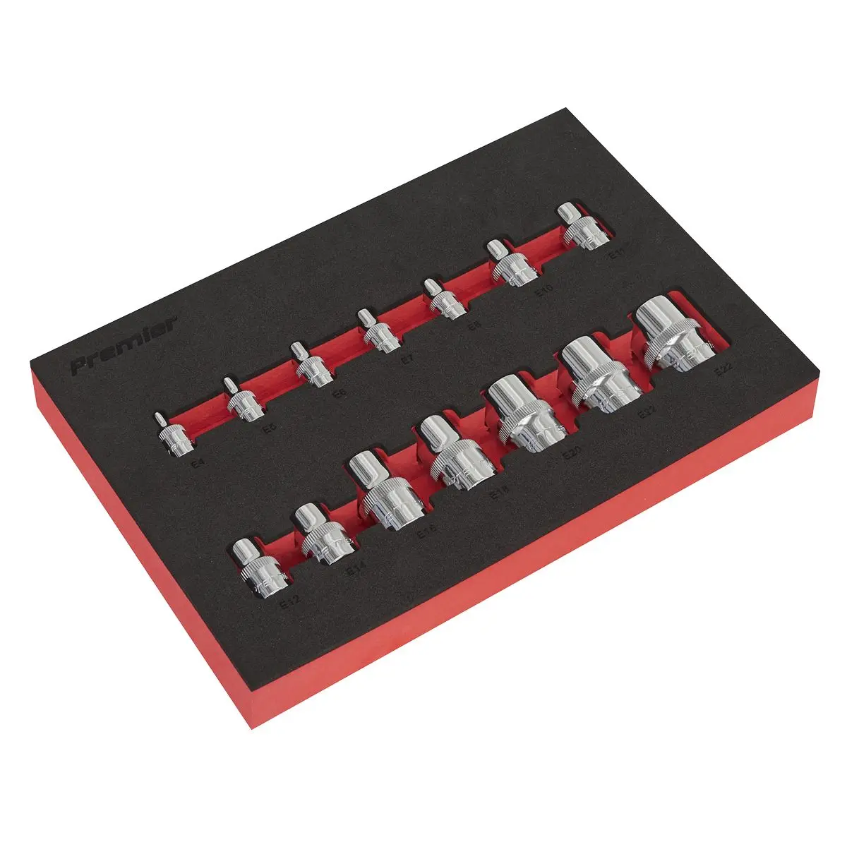 Sealey Premier 14 Piece Trx-Star 1/4" 3/8" 1/2" Drive Socket Set in EVA Tray E4-E24