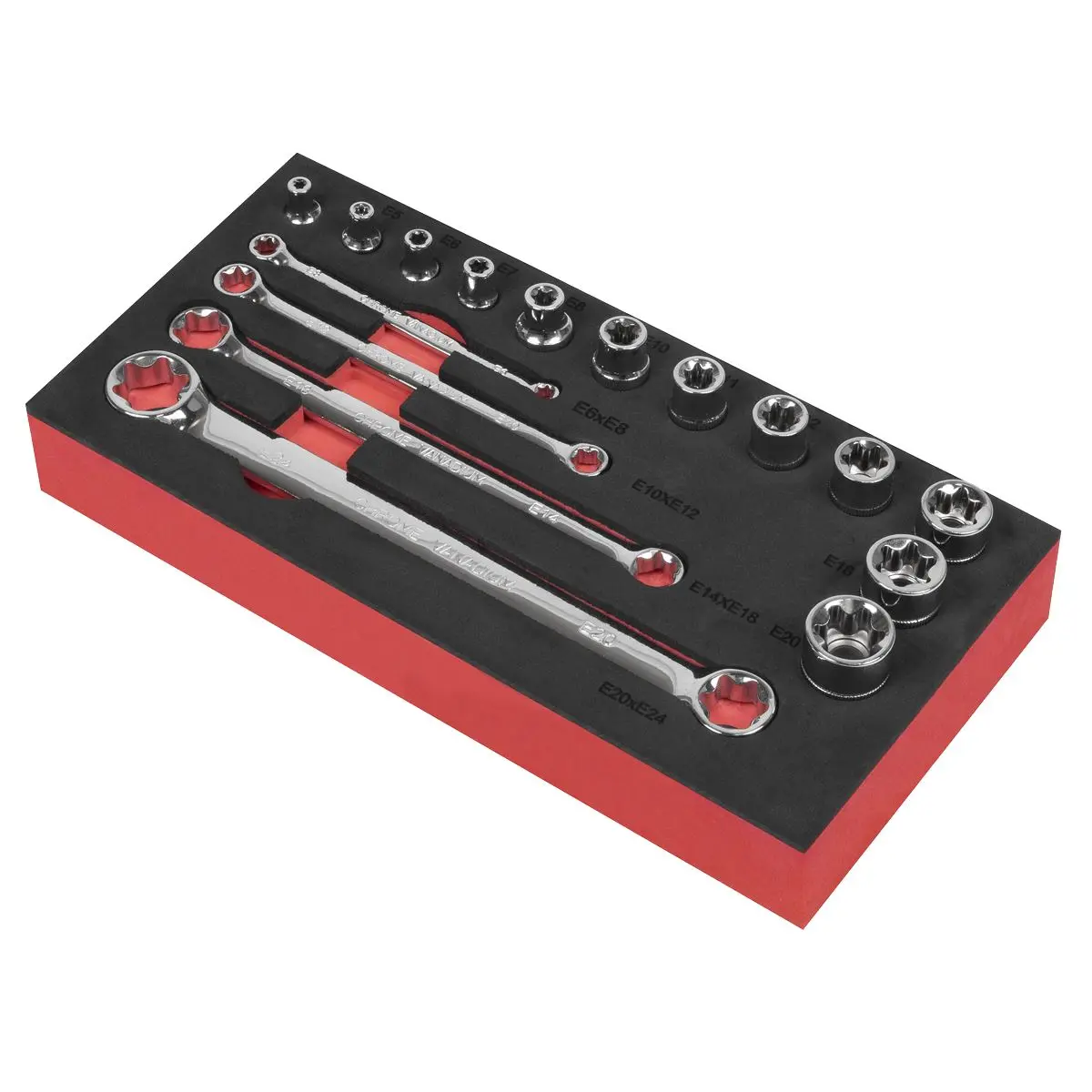 Sealey Premier 16 Piece Trx-Star Socket & Spanner Set 3/8" Sq Drive E6-E24 - Image 3