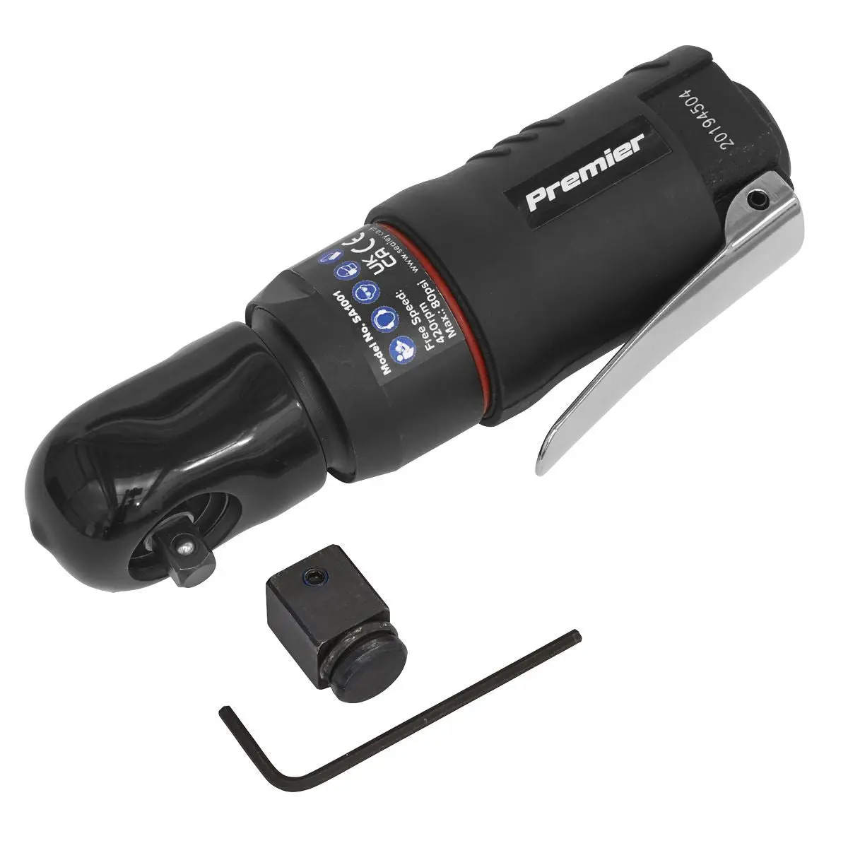 Sealey Premier 2-in-1 Mini Air Ratchet Wrench 1/4" & 1/2"Sq Drive - Image 3