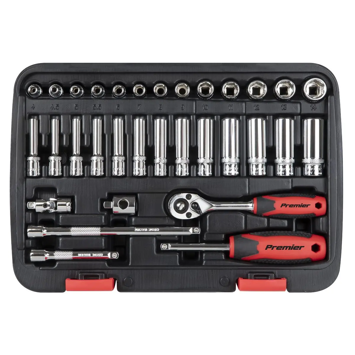 Sealey Premier 32 Piece 1/4" Drive Lock On Socket Set 4-14mm Ratchet Handle - Image 8