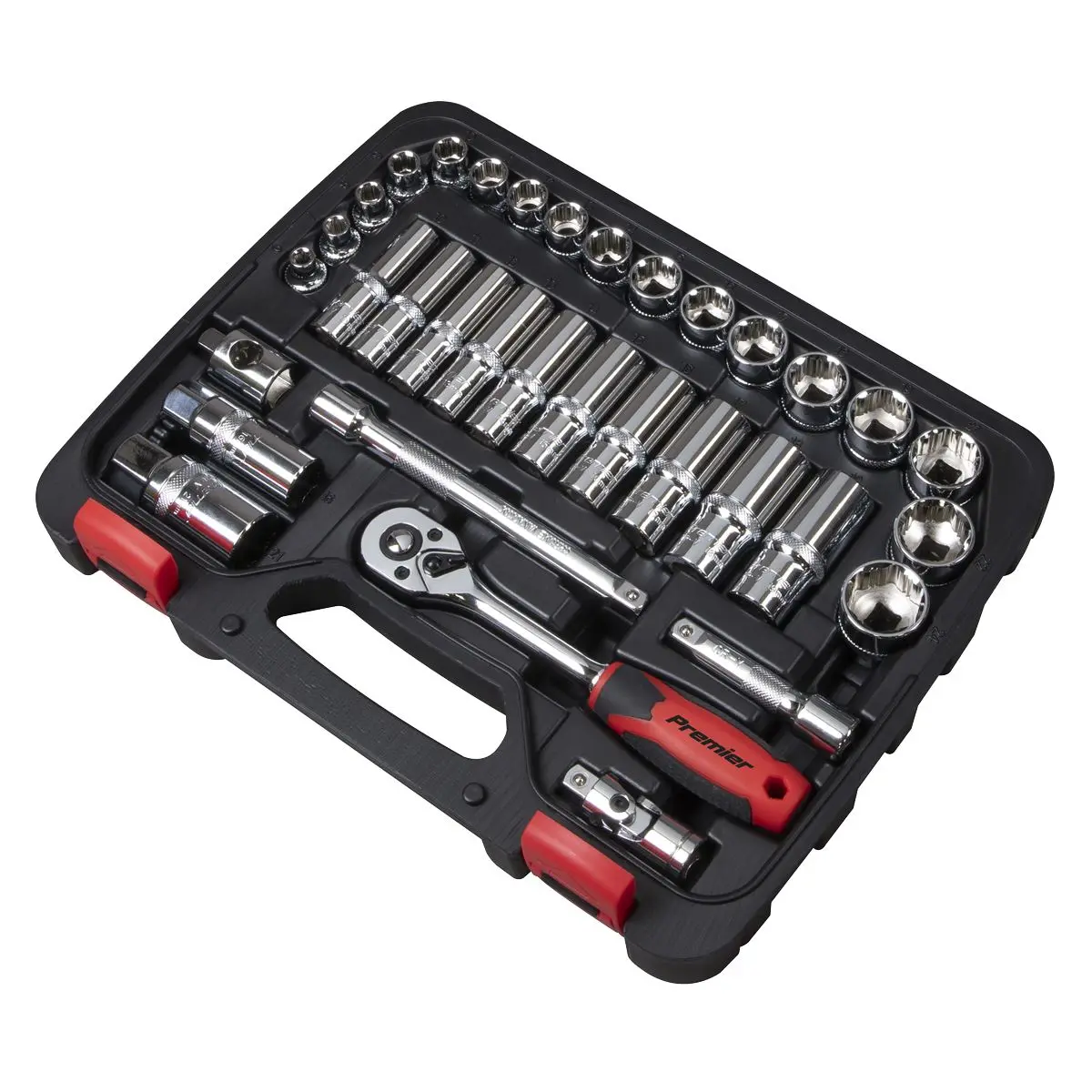 Sealey Premier 34 Piece 3/8" Drive Lock On Socket Set 6-24mm Ratchet Handle - Image 11