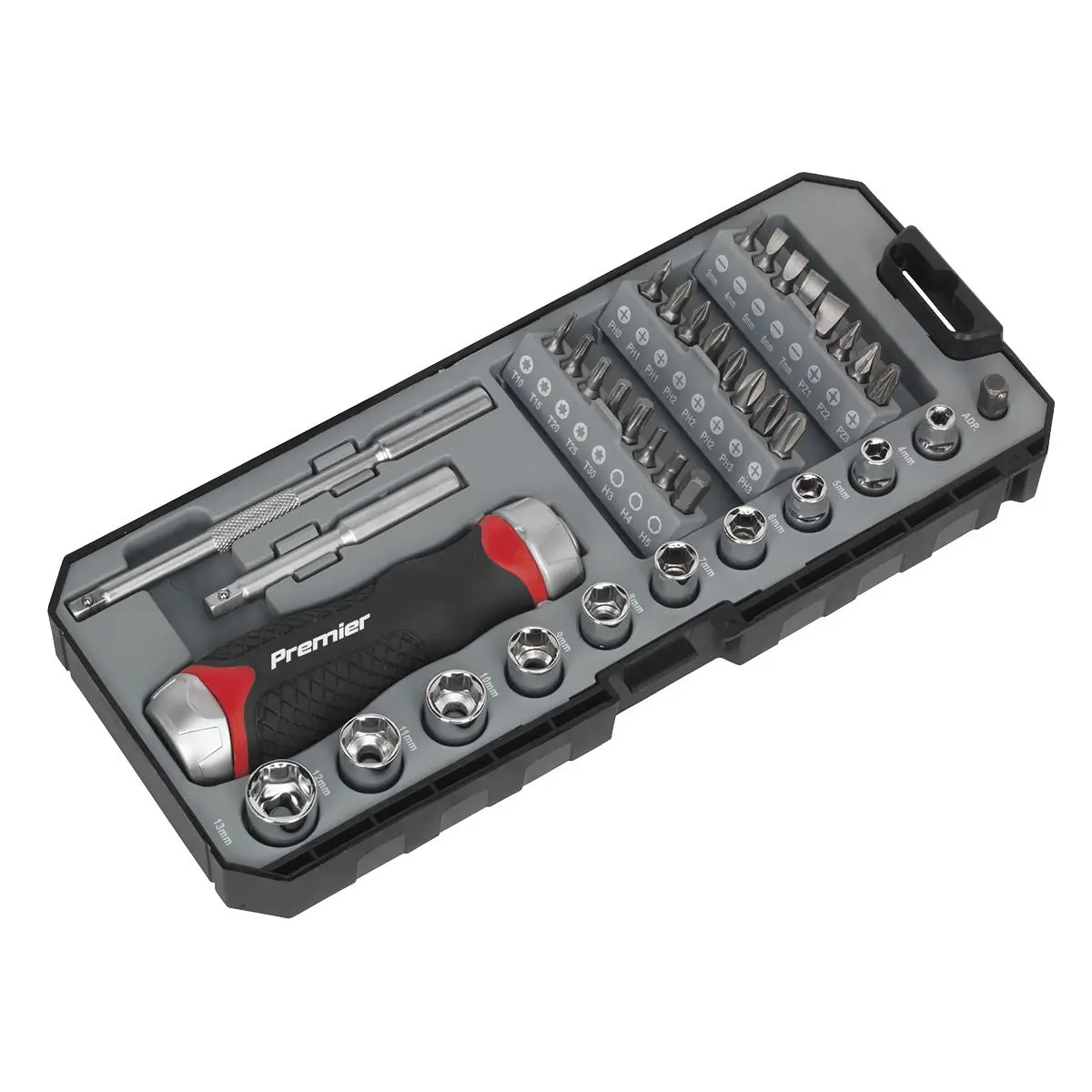 Sealey Premier 38 Piece Fine Tooth Ratchet Screwdriver & Accessory Set Socket Bit Set - Image 4