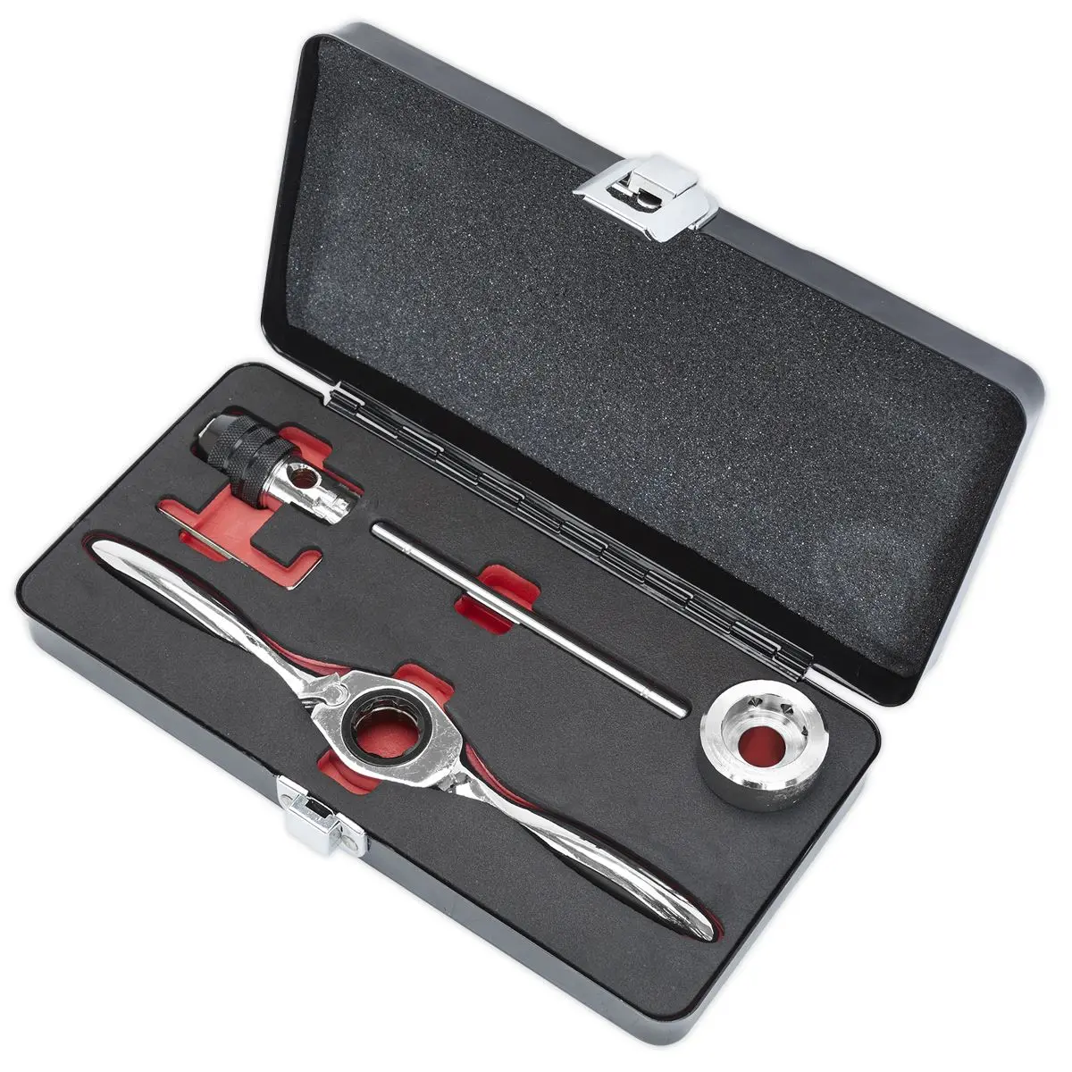 Sealey Tap & Die Holder Set Bi-Directional Ratchet Thread Repair M3-M12 5pc - Image 2