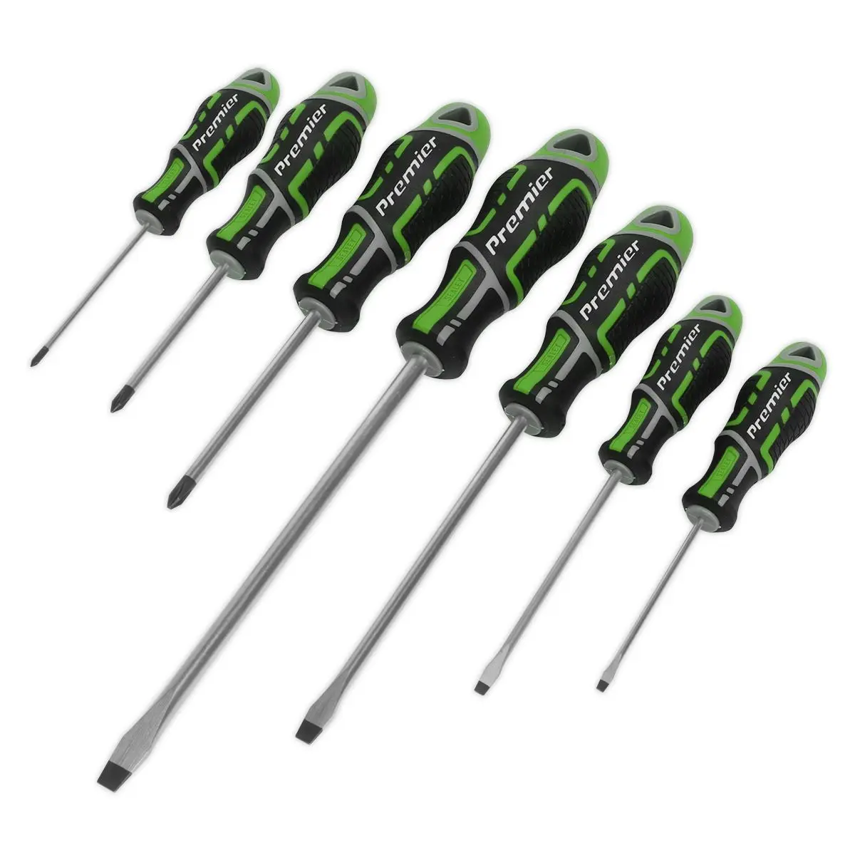 Sealey Premier Screwdriver Set 7pc GripMAX® - Hi-Vis Green
