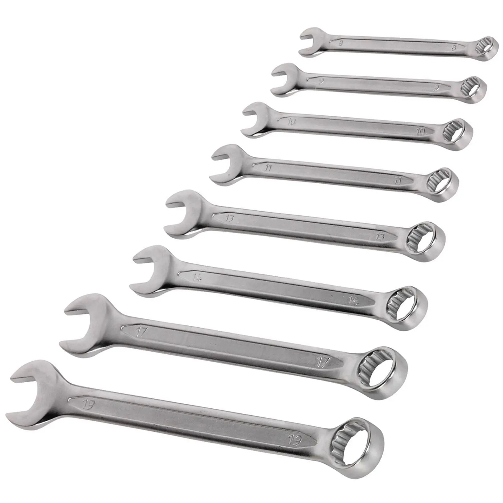Sealey Premier 8 Piece Combination Spanner Set 8-19mm Open End Ring Spanners - Image 4