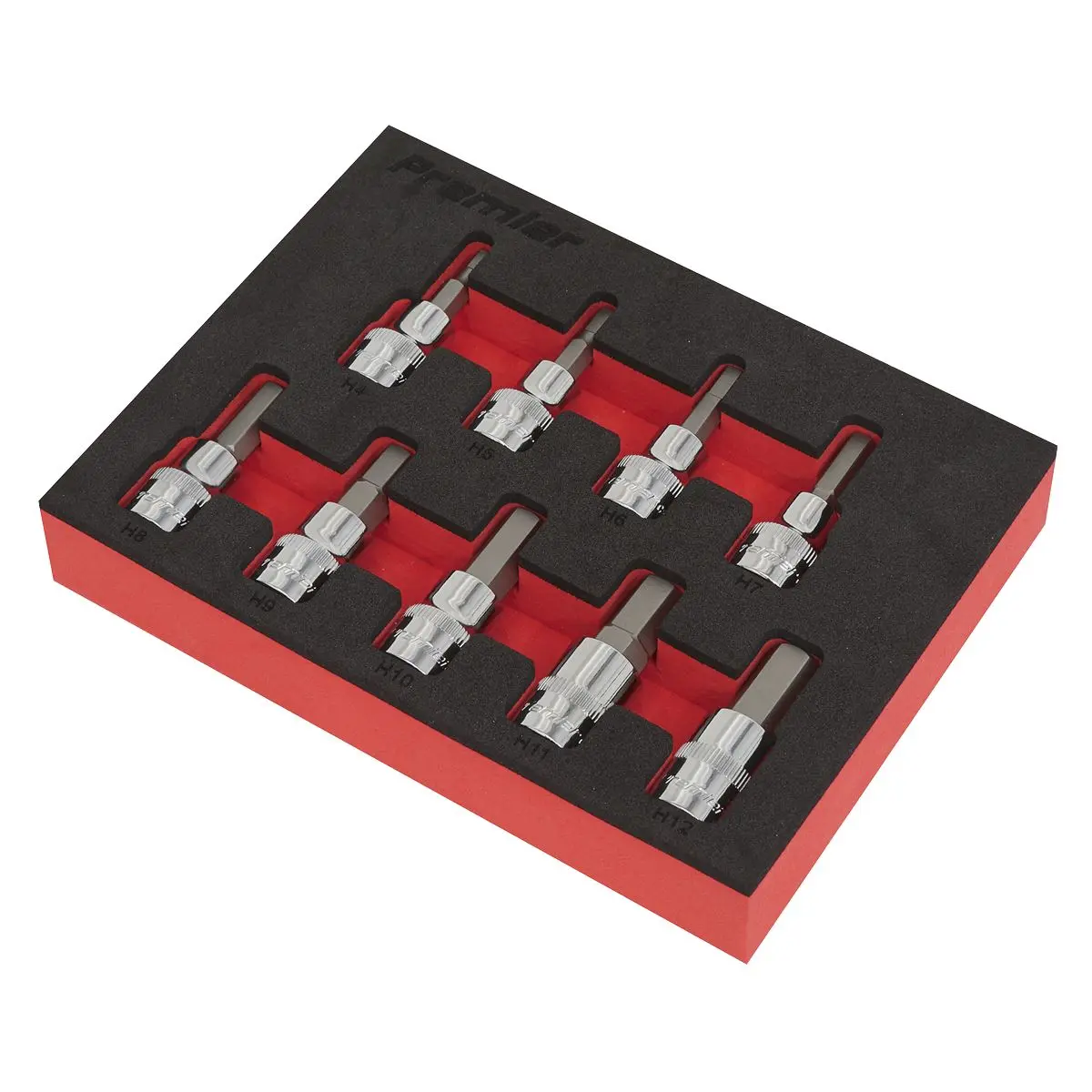 Sealey Premier 9 Piece 3/8" Drive Hex Key Socket Bit Set in EVA Tray 4-12mm - Image 2