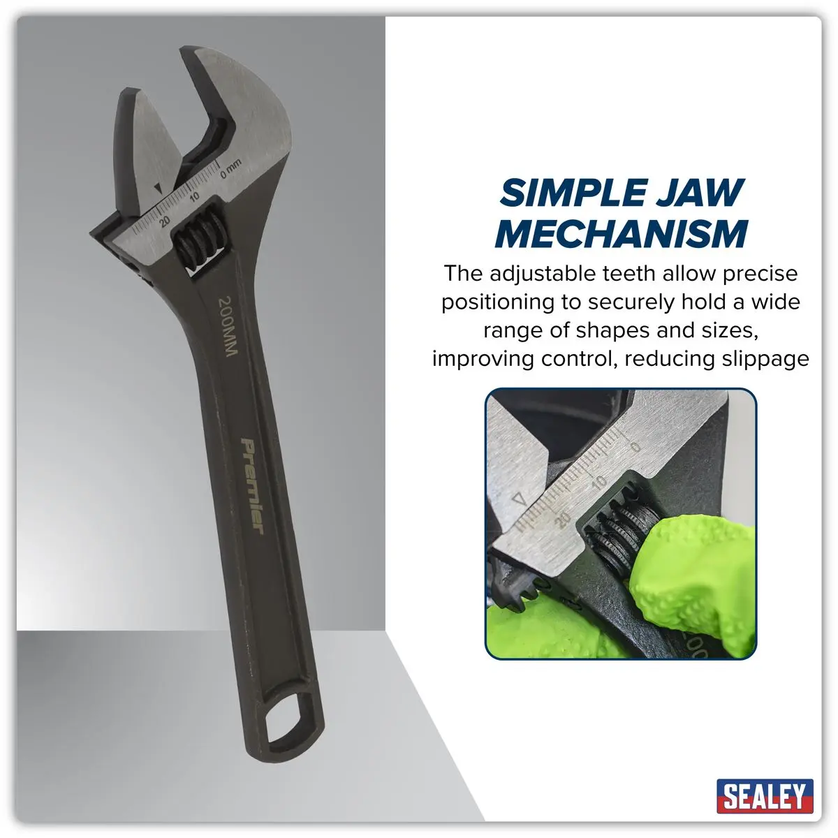 Sealey Premier Adjustable Wrench 200mm - Image 4