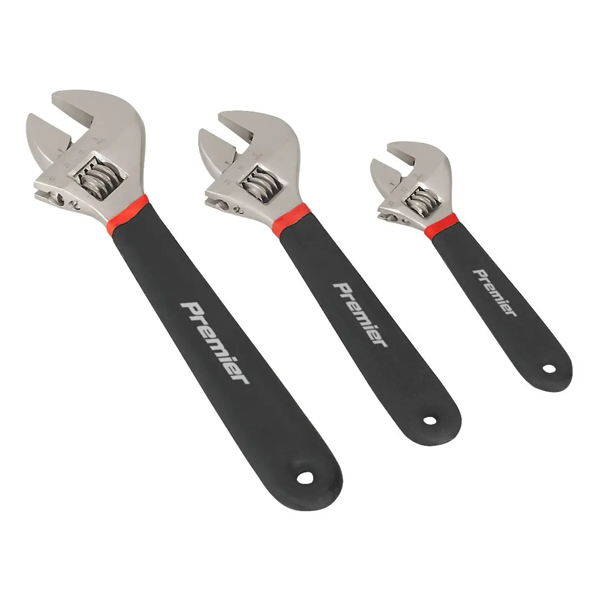 Sealey Premier Adjustable Wrench Set 3pc Ni-Fe Finish - Image 3