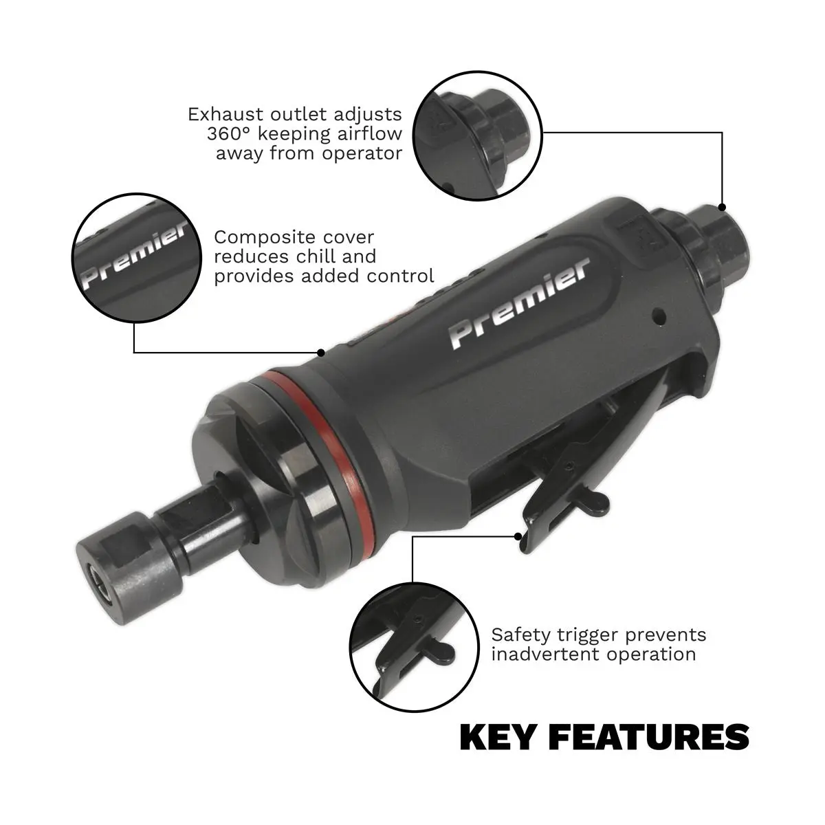 Sealey Premier Air Die Grinder Maxi Size Straight Premier - Image 3