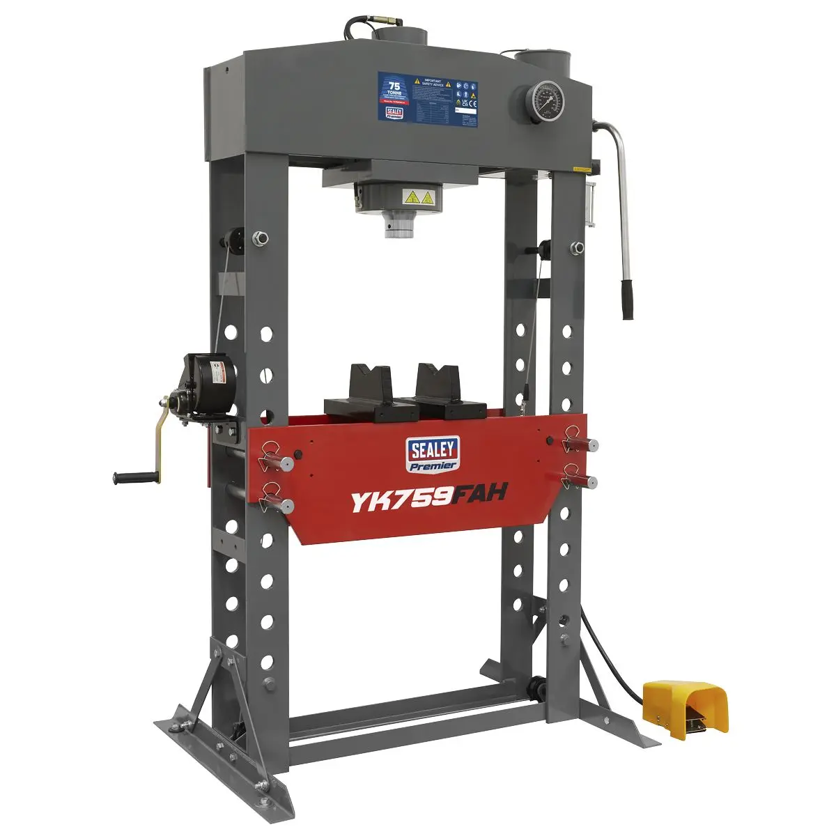Sealey Premier Premier Air/Hydraulic Floor Type Press with Foot Pedal 75 Tonne