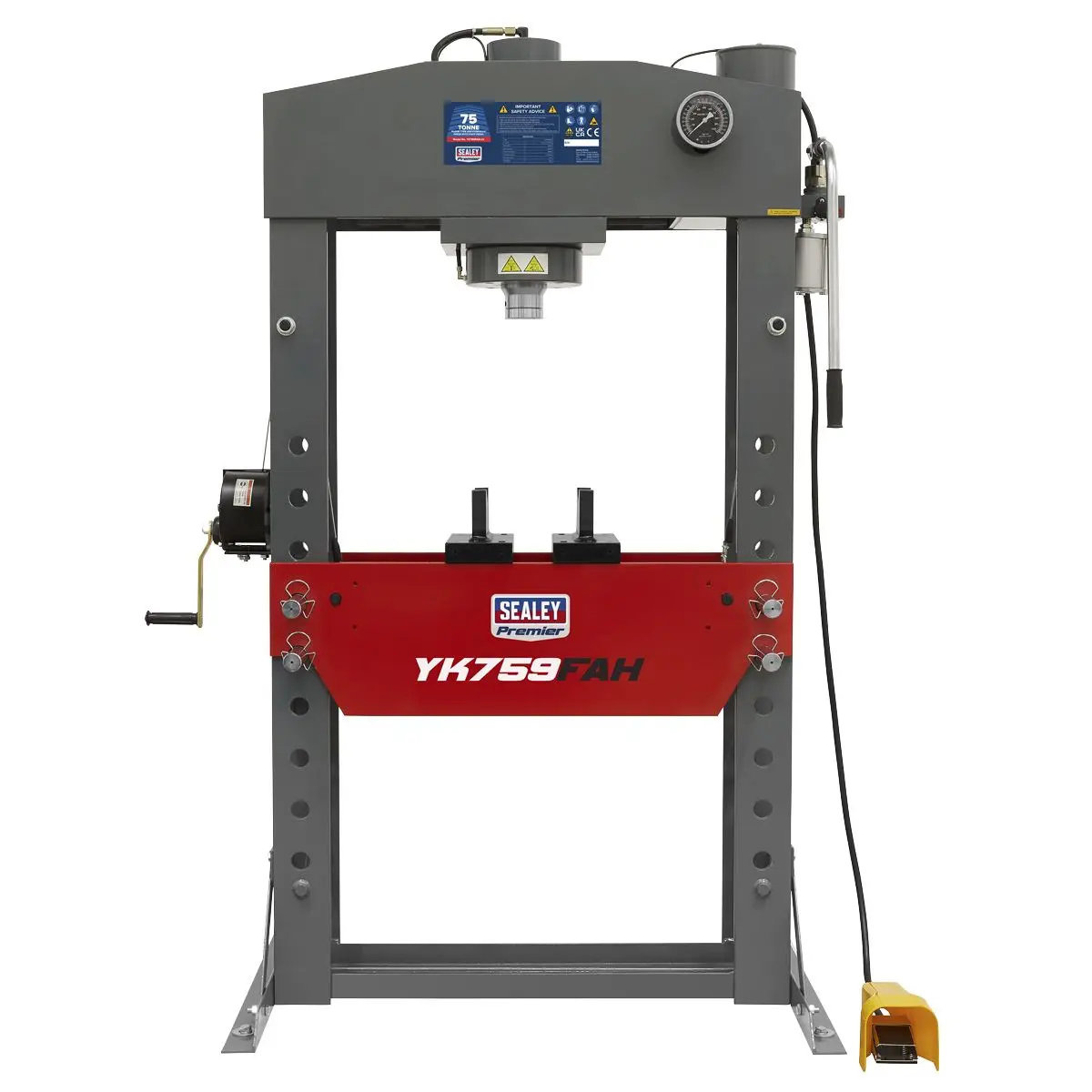 Sealey Premier Premier Air/Hydraulic Floor Type Press with Foot Pedal 75 Tonne - Image 5