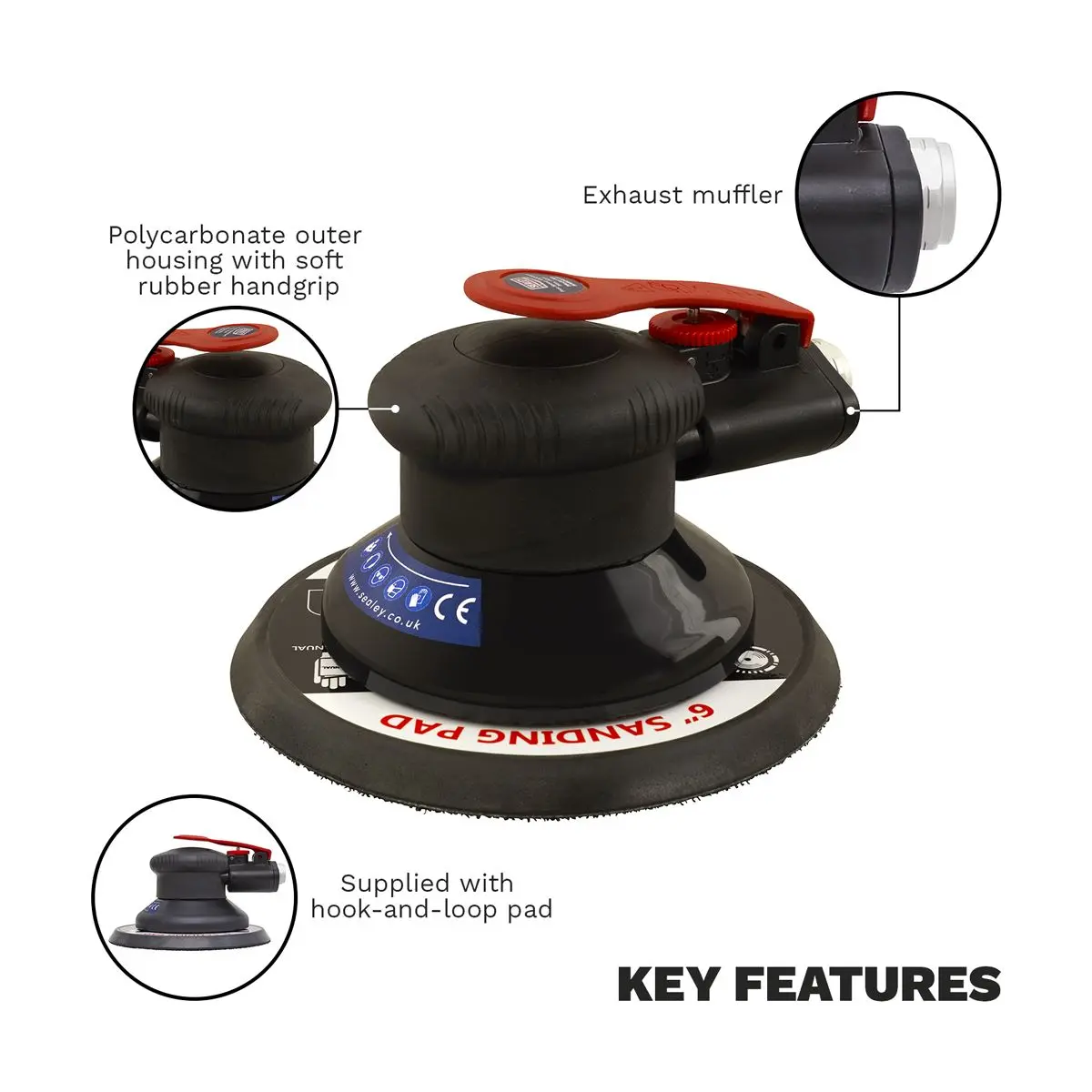Sealey Premier Air Palm Orbital Sander Ø150mm - Image 11