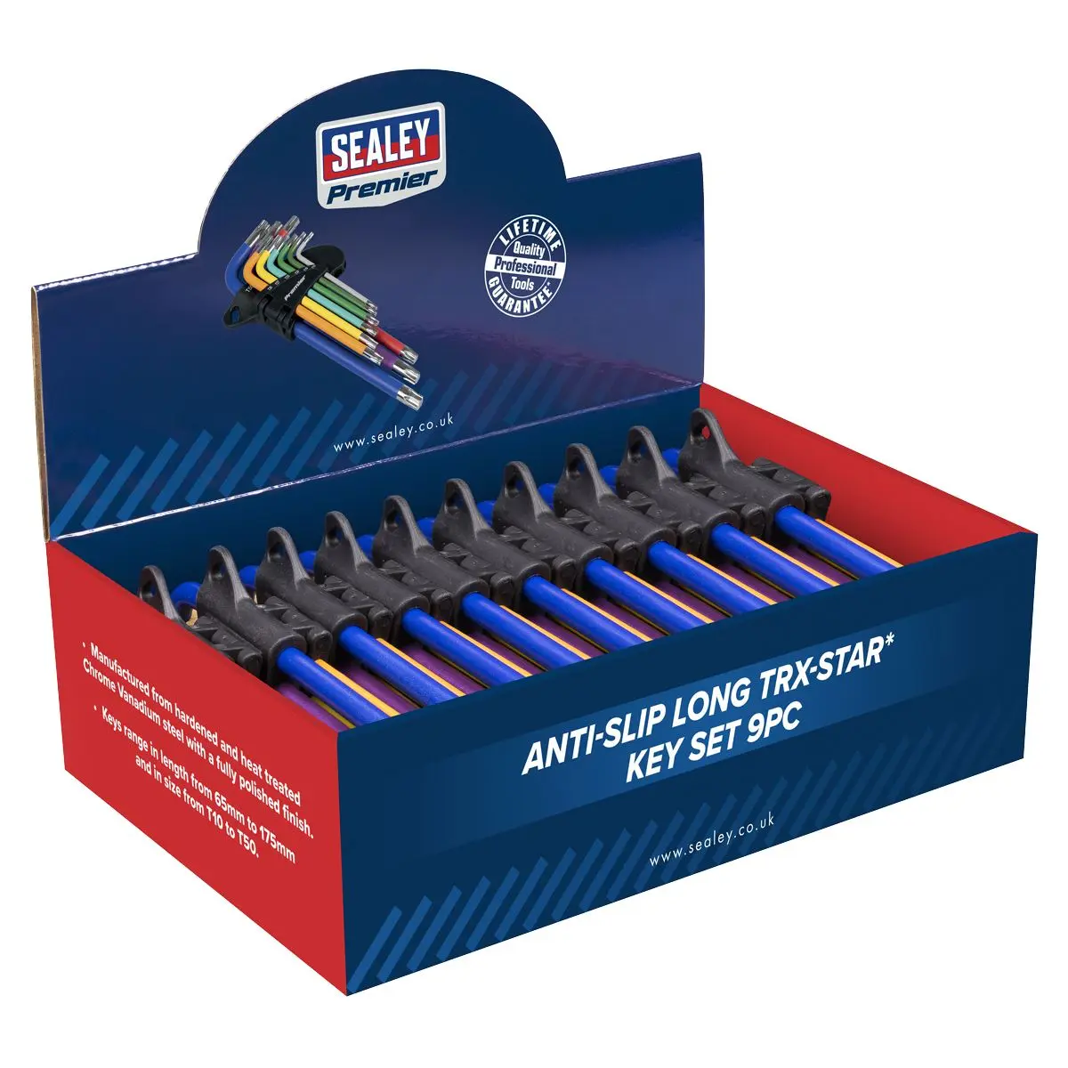 Sealey Premier Anti-Slip Long TRX-Star* Key Set 9pc - Display Box of 10
