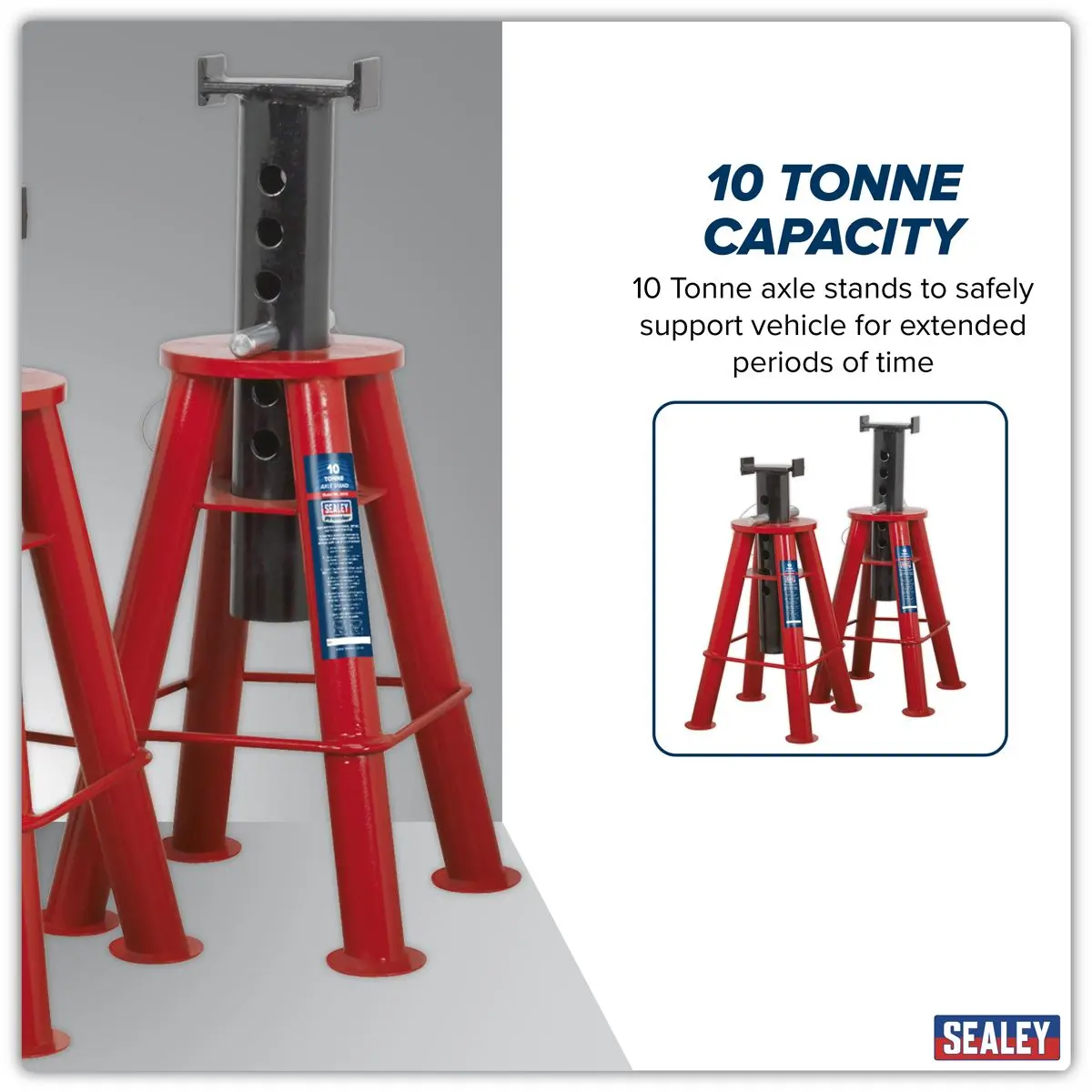 Sealey Premier Premier Axle Stands (Pair) 10 Tonne Capacity per Stand - Image 3