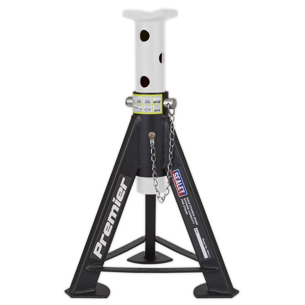 Sealey Premier Premier Axle Stands (Pair) 6 Tonne Capacity per Stand - White - Image 4