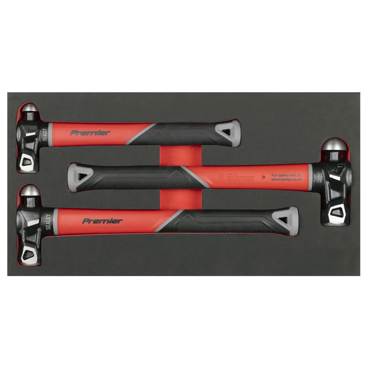 Sealey Premier Ball Pein Hammer Set with Fibreglass Shafts 3pc