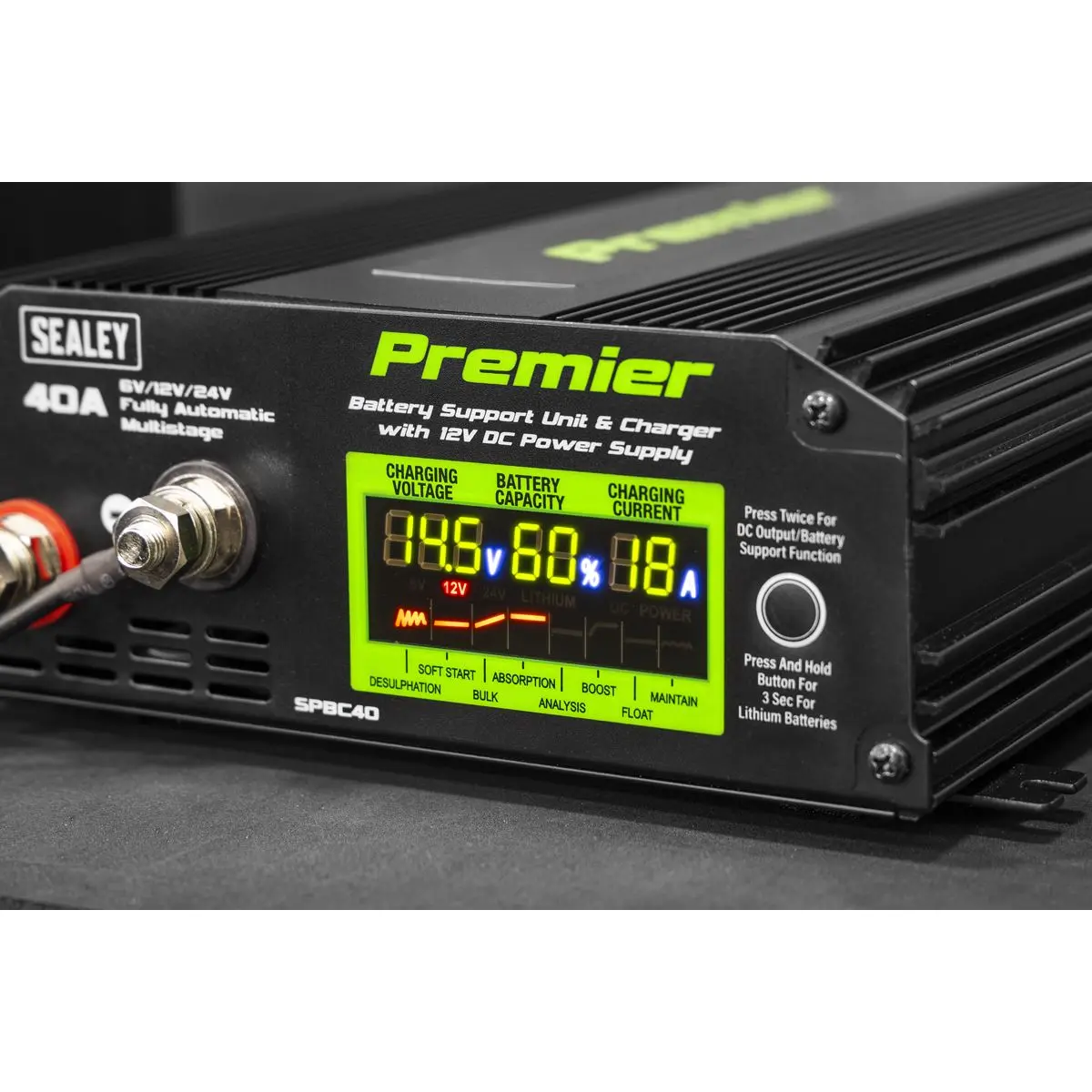 Sealey Premier Battery Support Unit Charger & Maintainer 40A - Image 2