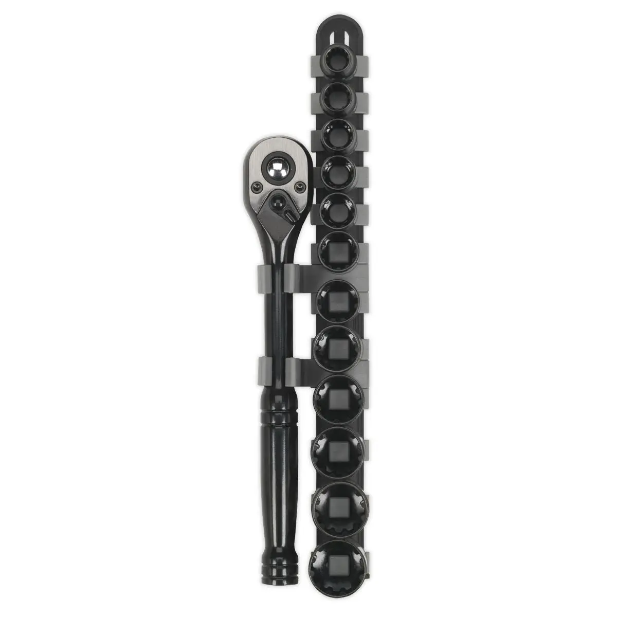 Sealey Premier Black 13 Piece 3/8" Drive Total Drive Socket Set 8-19mm Spline Hex - Image 3