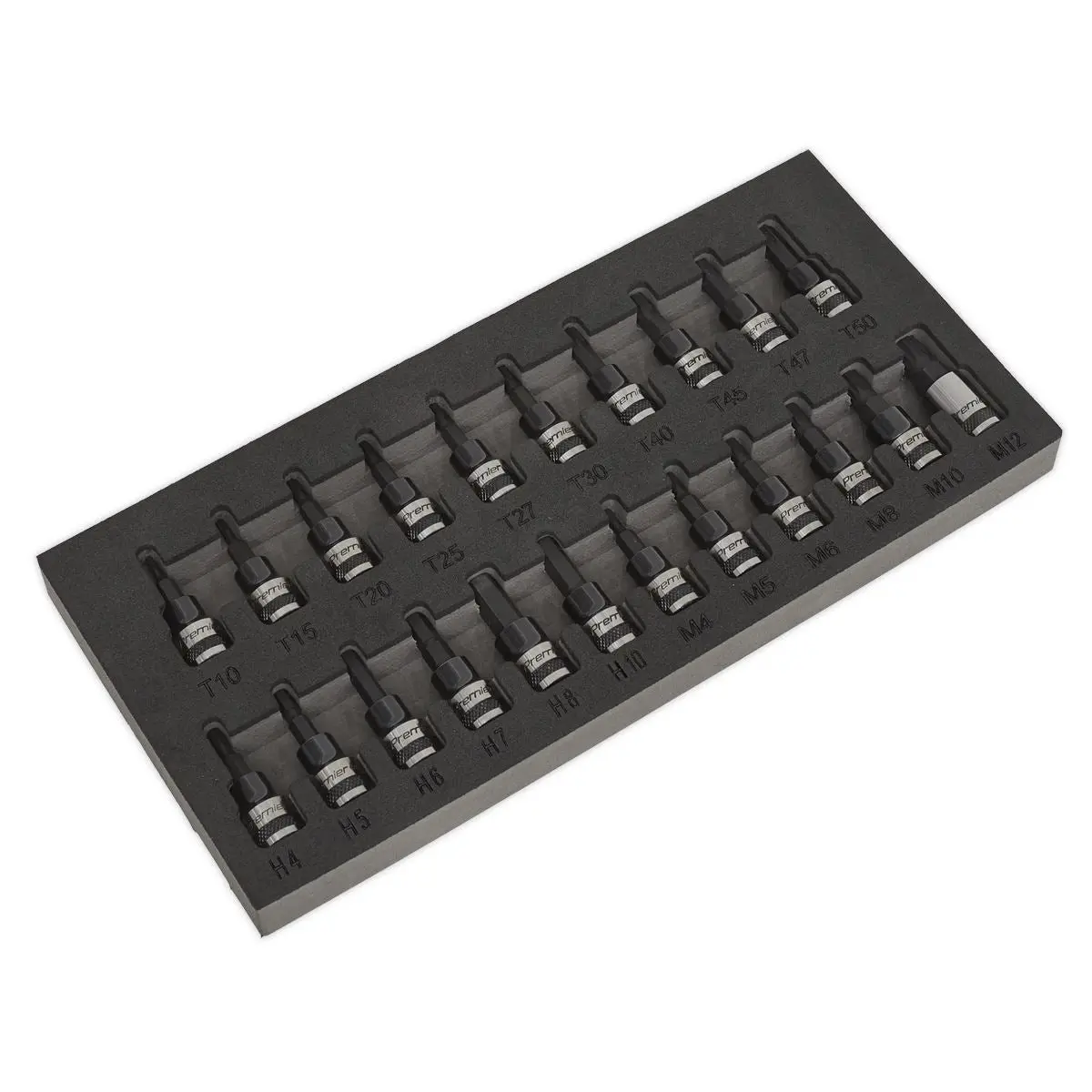 Sealey Premier Black 22 Piece 3/8" Drive Trx-Star Hex Spline Socket Bit Set