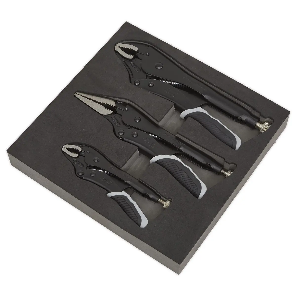 Sealey Premier Black 3 Piece Quick Release Locking Pliers Set Mole Grips - Image 3