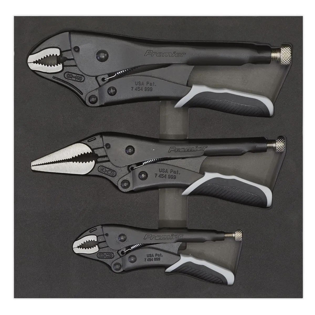 Sealey Premier Black 3 Piece Quick Release Locking Pliers Set Mole Grips - Image 4